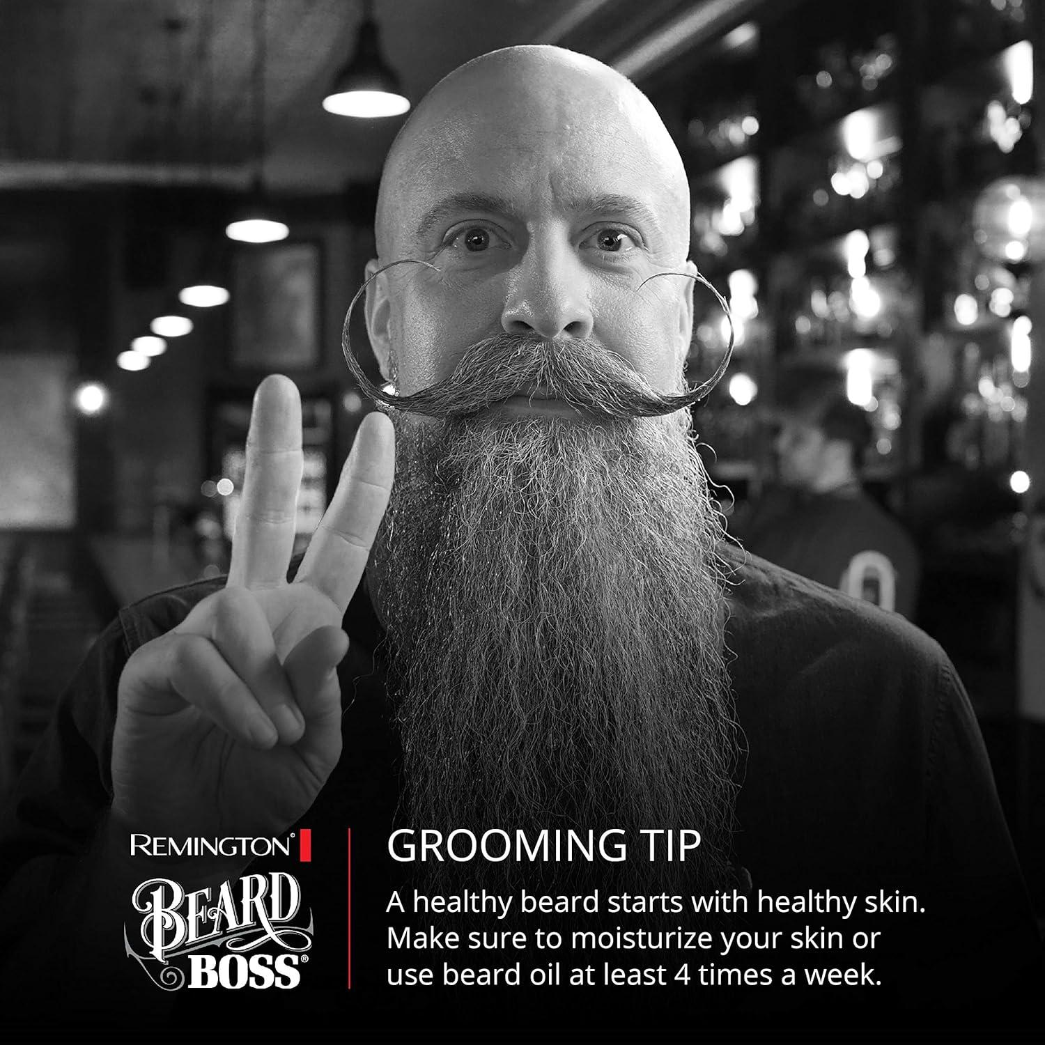 image:imageRemington Vacuum Beard Trimmer13 Length and Style Settings with Adjustable Length Comb 218mmVacuum Trimmer for Beard Mustache and Stubble Rechargeable Lithium Power Washable Removable BladesBlackGreen