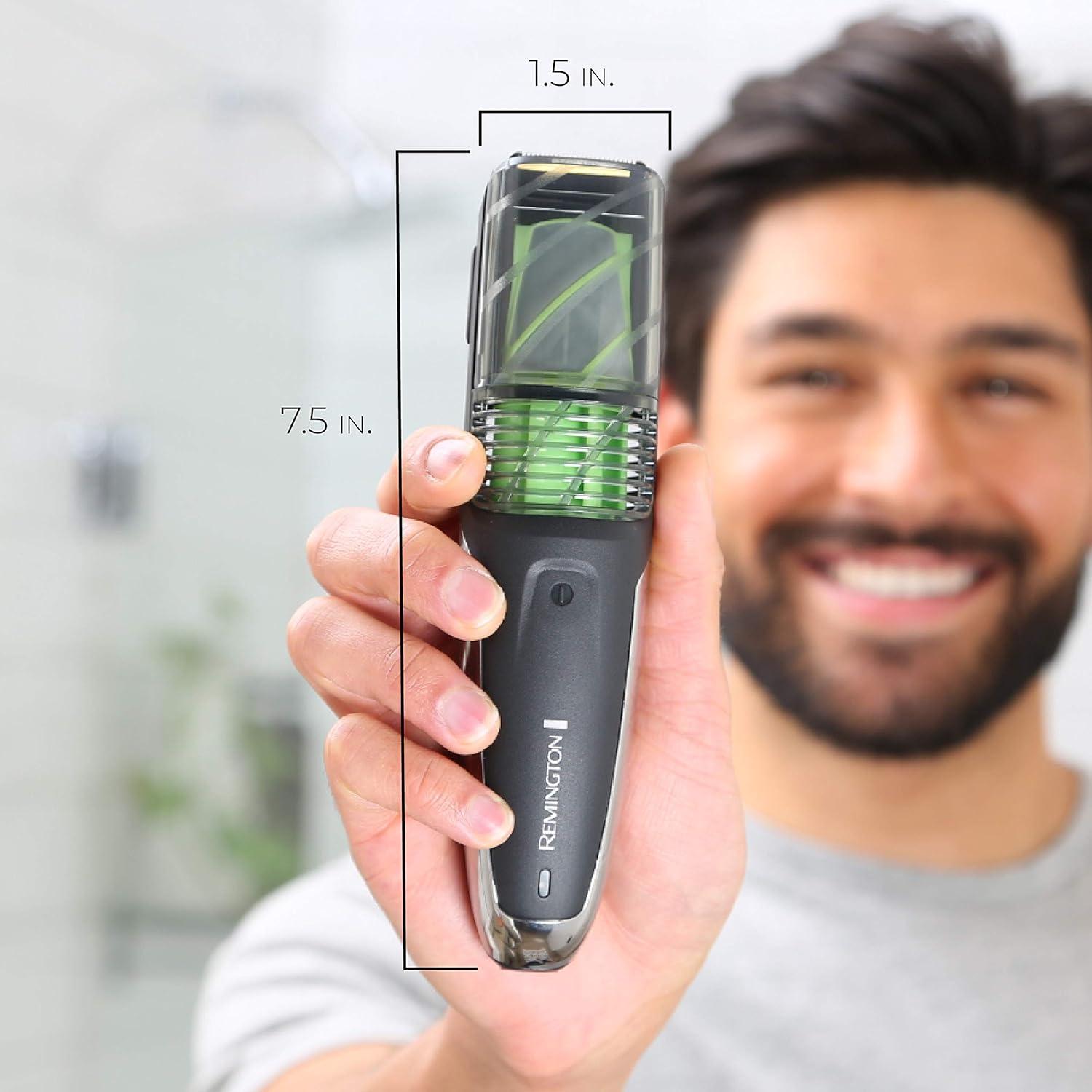 image:imageRemington Vacuum Beard Trimmer13 Length and Style Settings with Adjustable Length Comb 218mmVacuum Trimmer for Beard Mustache and Stubble Rechargeable Lithium Power Washable Removable BladesBlackGreen