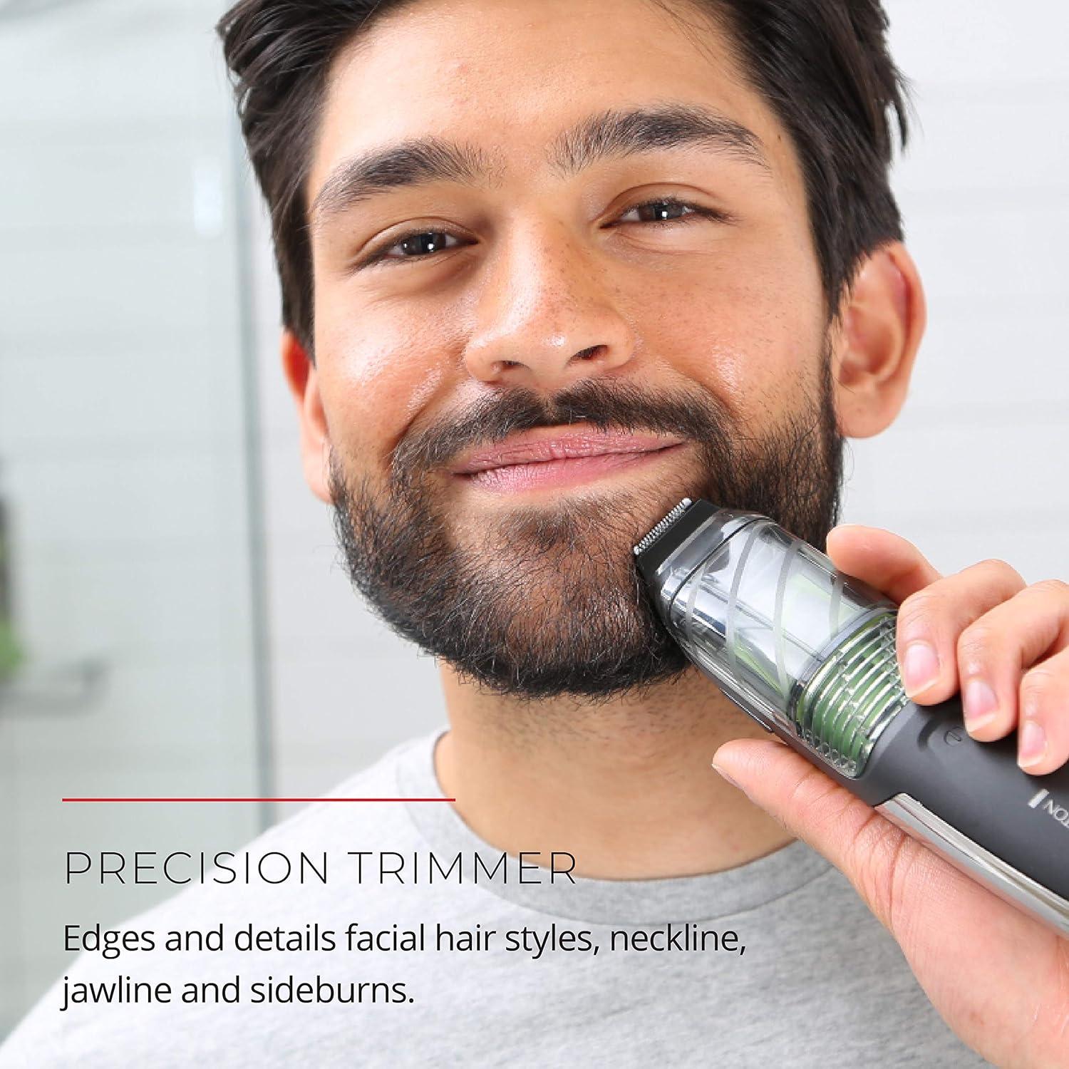 image:imageRemington Vacuum Beard Trimmer13 Length and Style Settings with Adjustable Length Comb 218mmVacuum Trimmer for Beard Mustache and Stubble Rechargeable Lithium Power Washable Removable BladesBlackGreen