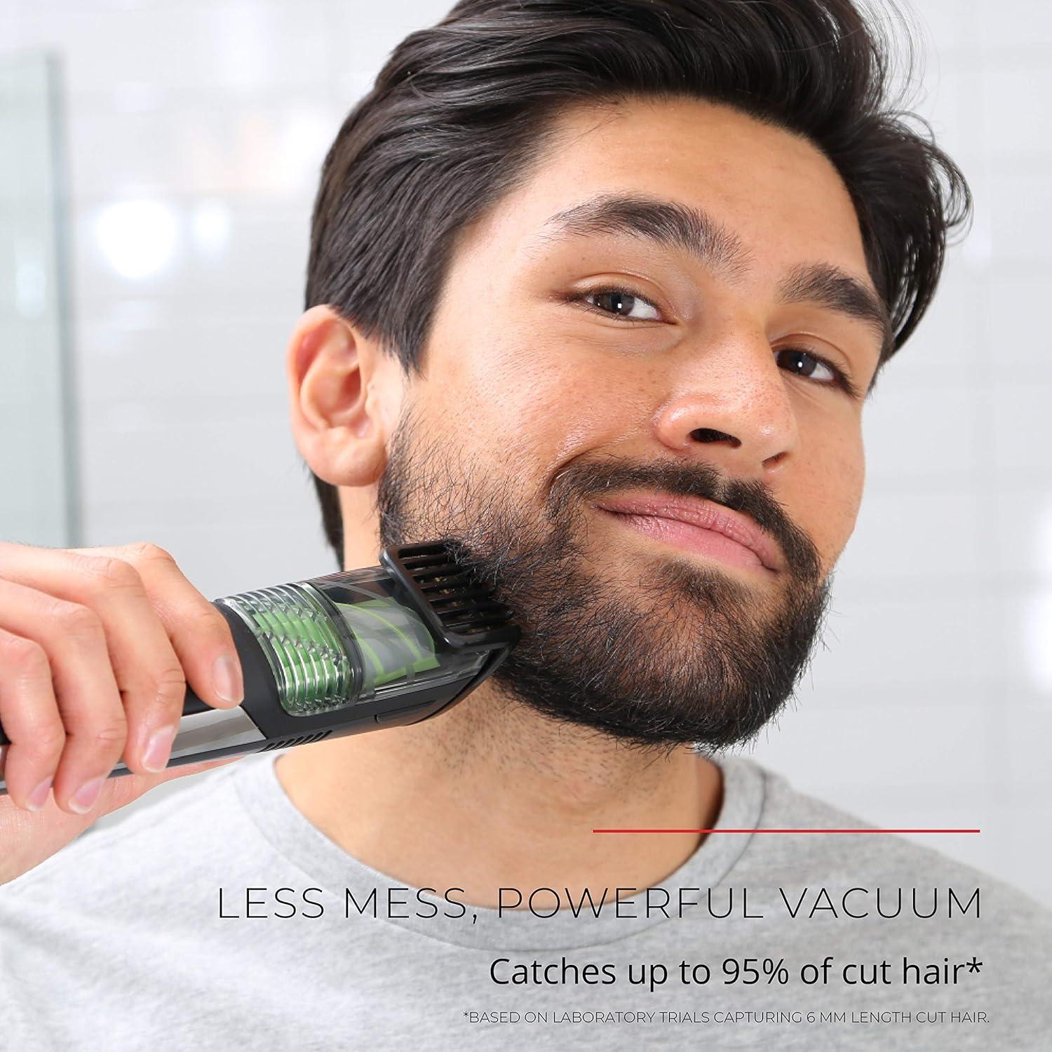image:imageRemington Vacuum Beard Trimmer13 Length and Style Settings with Adjustable Length Comb 218mmVacuum Trimmer for Beard Mustache and Stubble Rechargeable Lithium Power Washable Removable BladesBlackGreen
