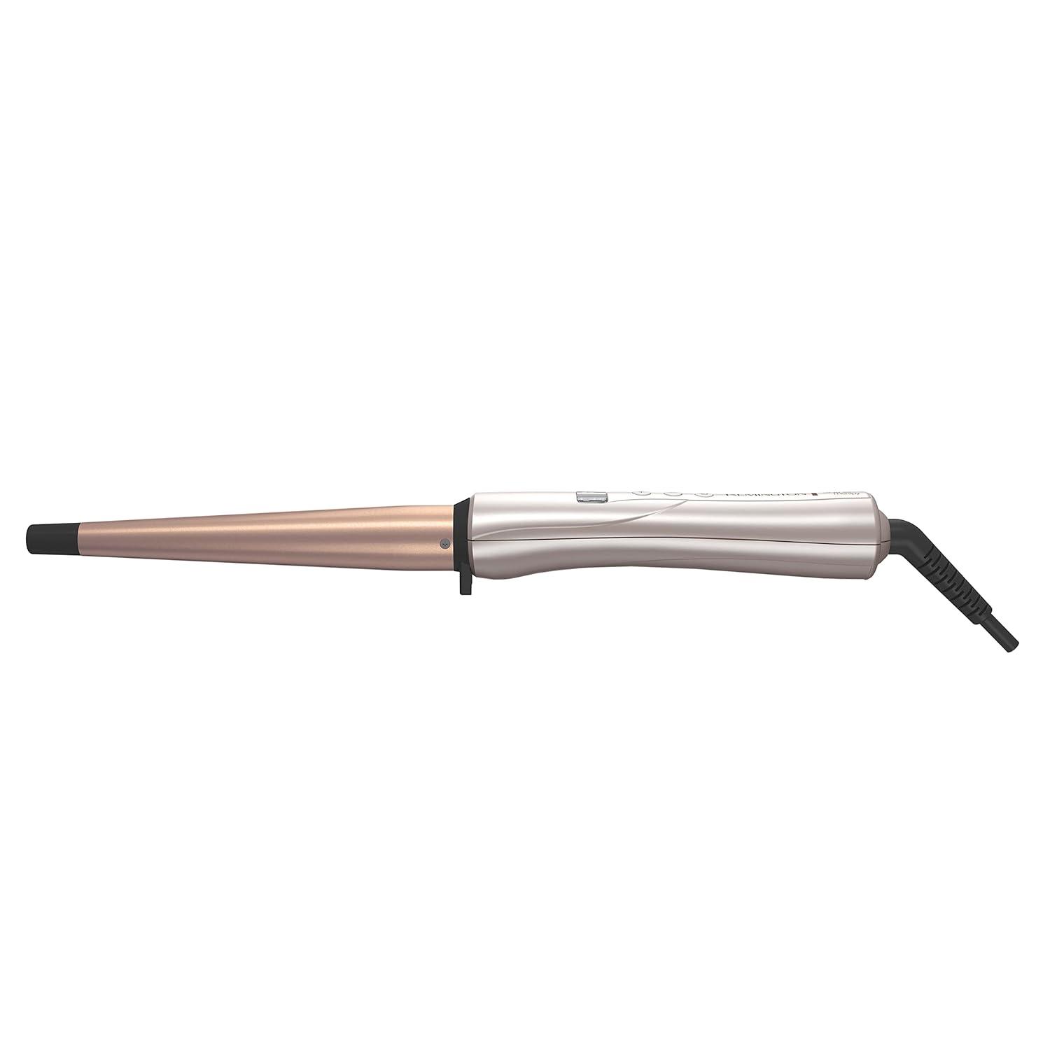 image:imageREMINGTON SHINE THERAPY Curling Wand Infused with Argan Oil amp Keratin 11 Inch Tapered Curling Iron for Tousled Waves includes Heat GloveChampagne