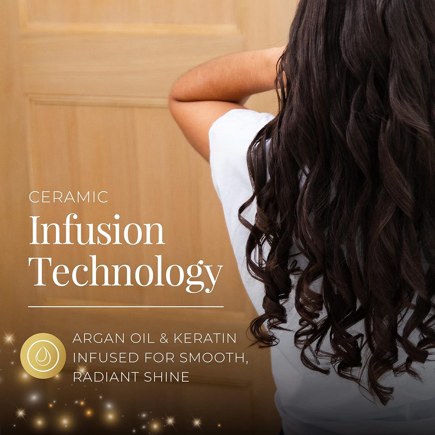 image:imageREMINGTON SHINE THERAPY Curling Wand Infused with Argan Oil amp Keratin 11 Inch Tapered Curling Iron for Tousled Waves includes Heat GloveChampagne