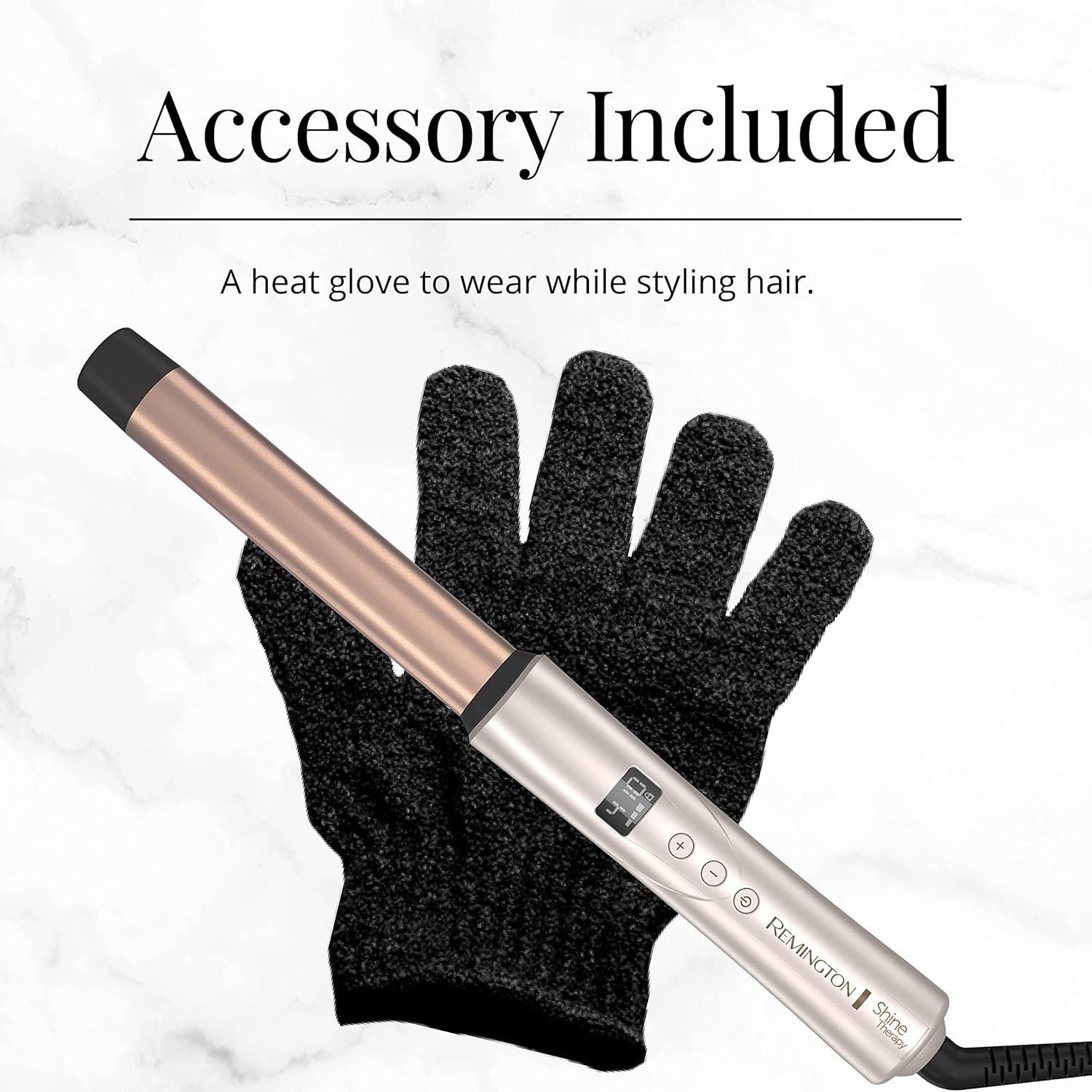 image:imageREMINGTON SHINE THERAPY Curling Wand Infused with Argan Oil amp Keratin 11 Inch Tapered Curling Iron for Tousled Waves includes Heat GloveChampagne