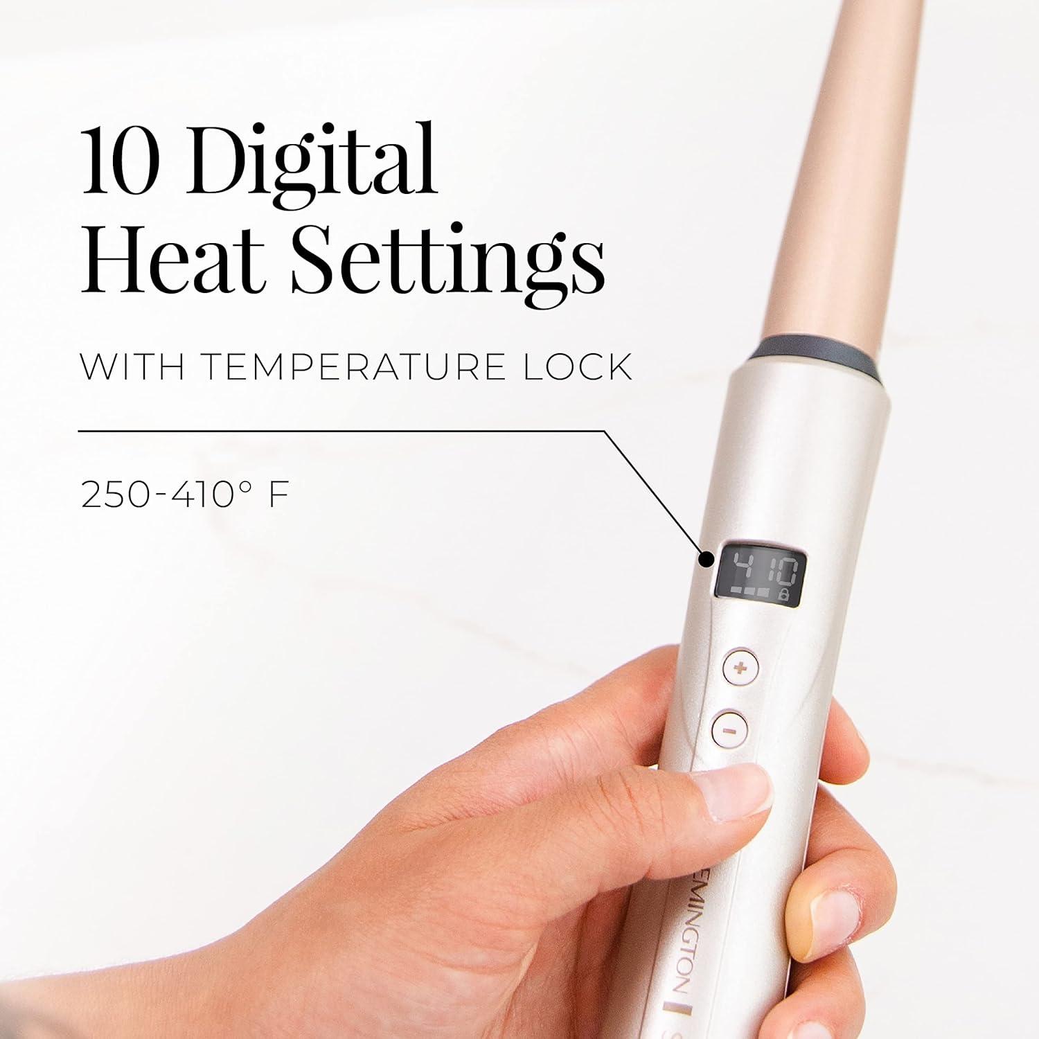 image:imageREMINGTON SHINE THERAPY Curling Wand Infused with Argan Oil amp Keratin 11 Inch Tapered Curling Iron for Tousled Waves includes Heat GloveChampagne