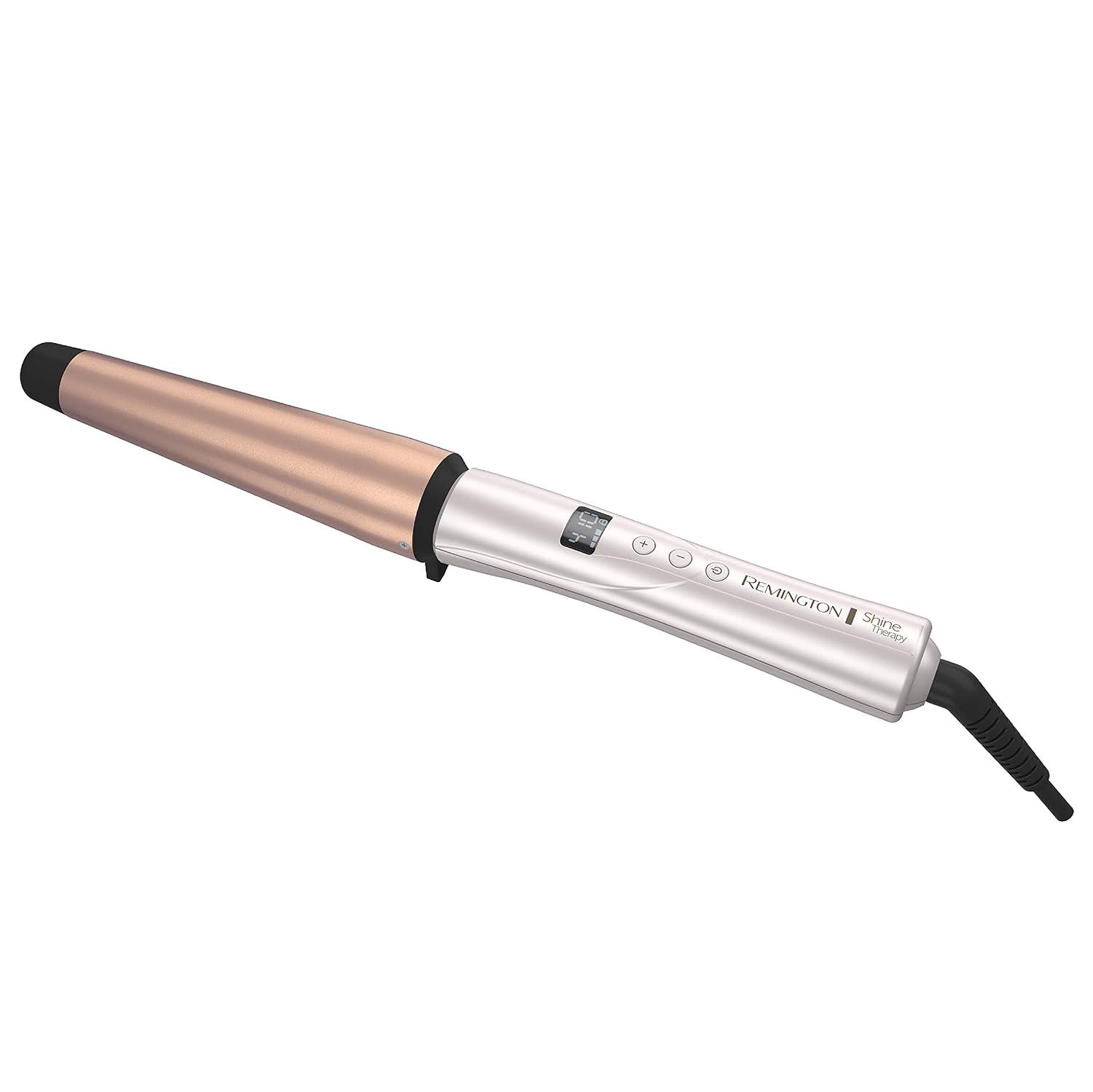 image:imageREMINGTON SHINE THERAPY Curling Wand Infused with Argan Oil amp Keratin 11 Inch Tapered Curling Iron for Tousled Waves includes Heat GloveChampagne