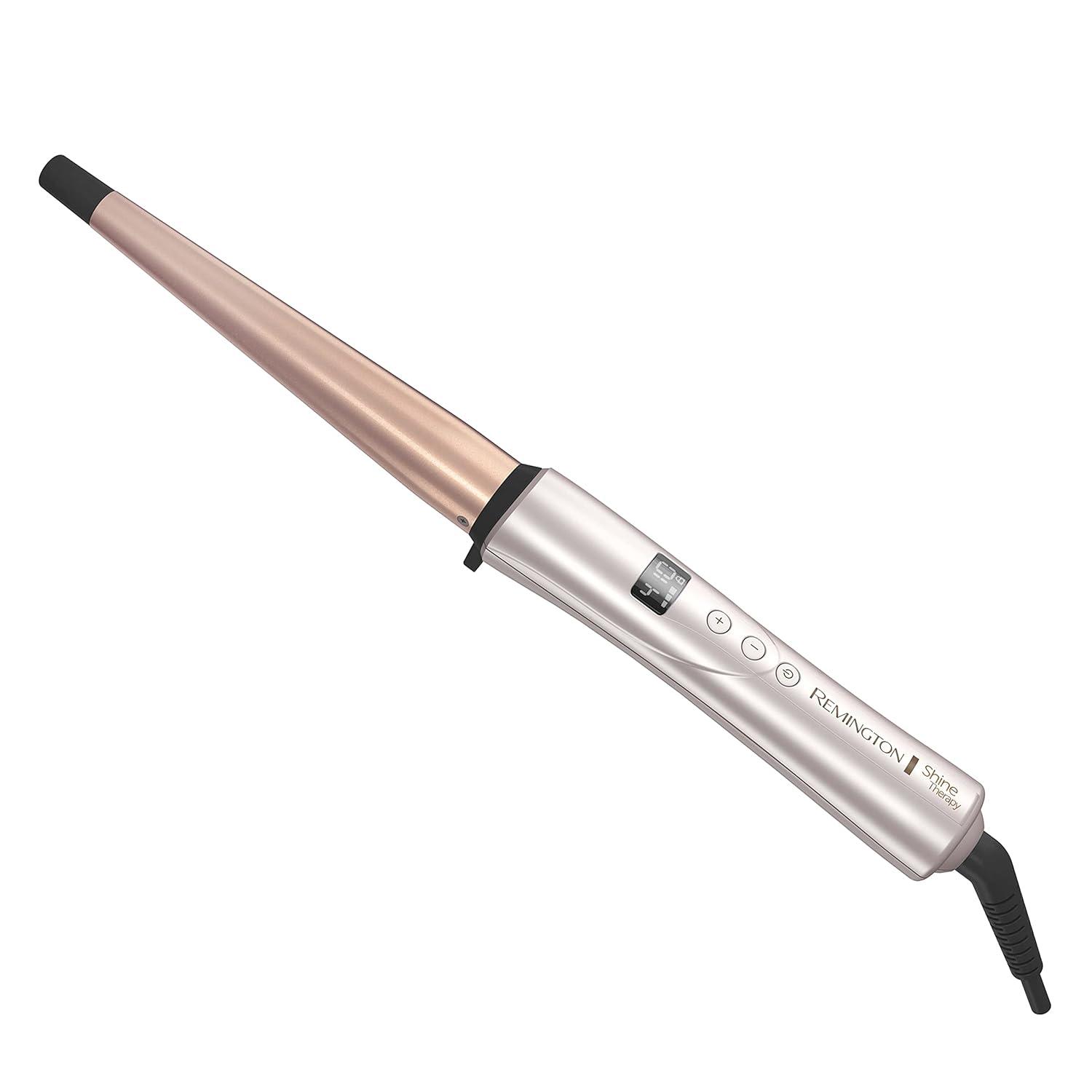 image:imageREMINGTON SHINE THERAPY Curling Wand Infused with Argan Oil amp Keratin 11 Inch Tapered Curling Iron for Tousled Waves includes Heat GloveChampagne