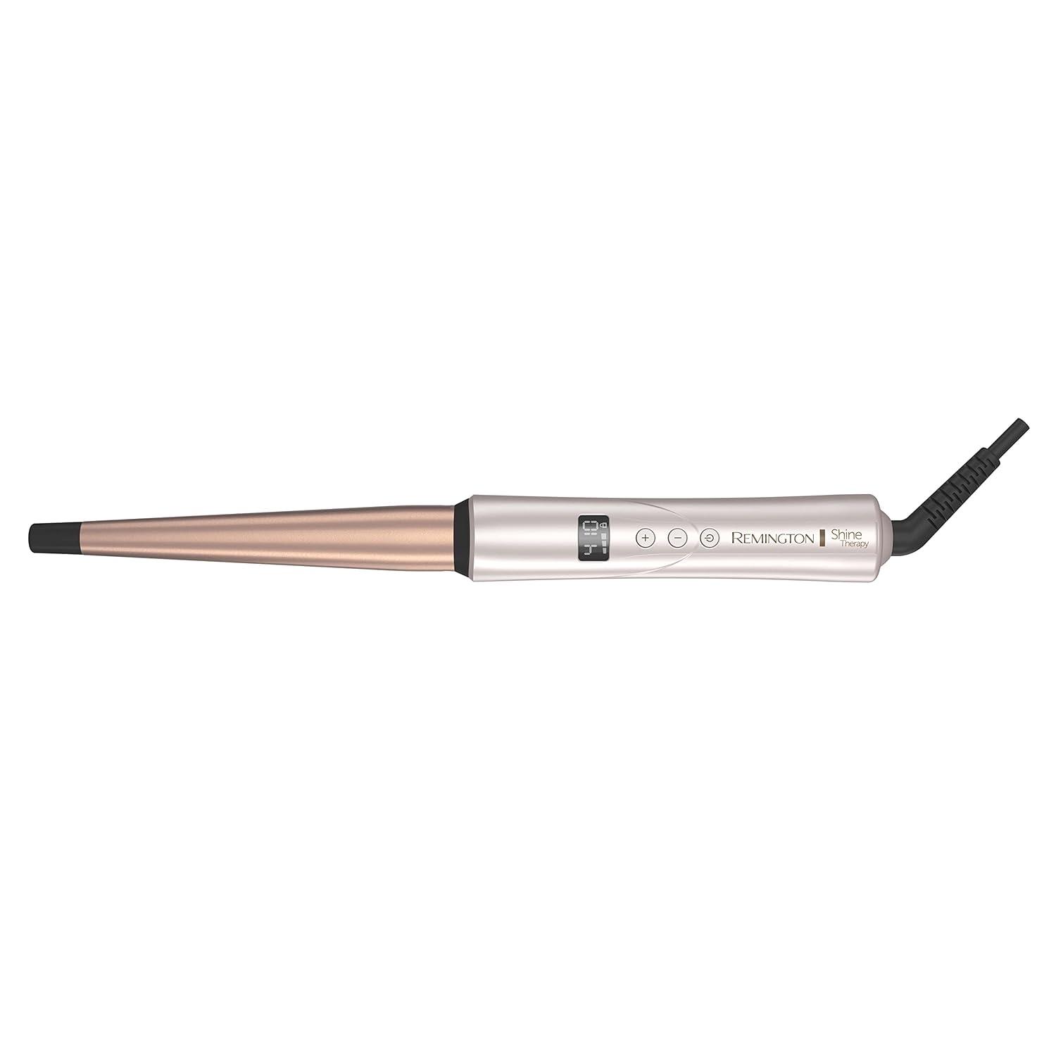 image:imageREMINGTON SHINE THERAPY Curling Wand Infused with Argan Oil amp Keratin 11 Inch Tapered Curling Iron for Tousled Waves includes Heat GloveChampagne
