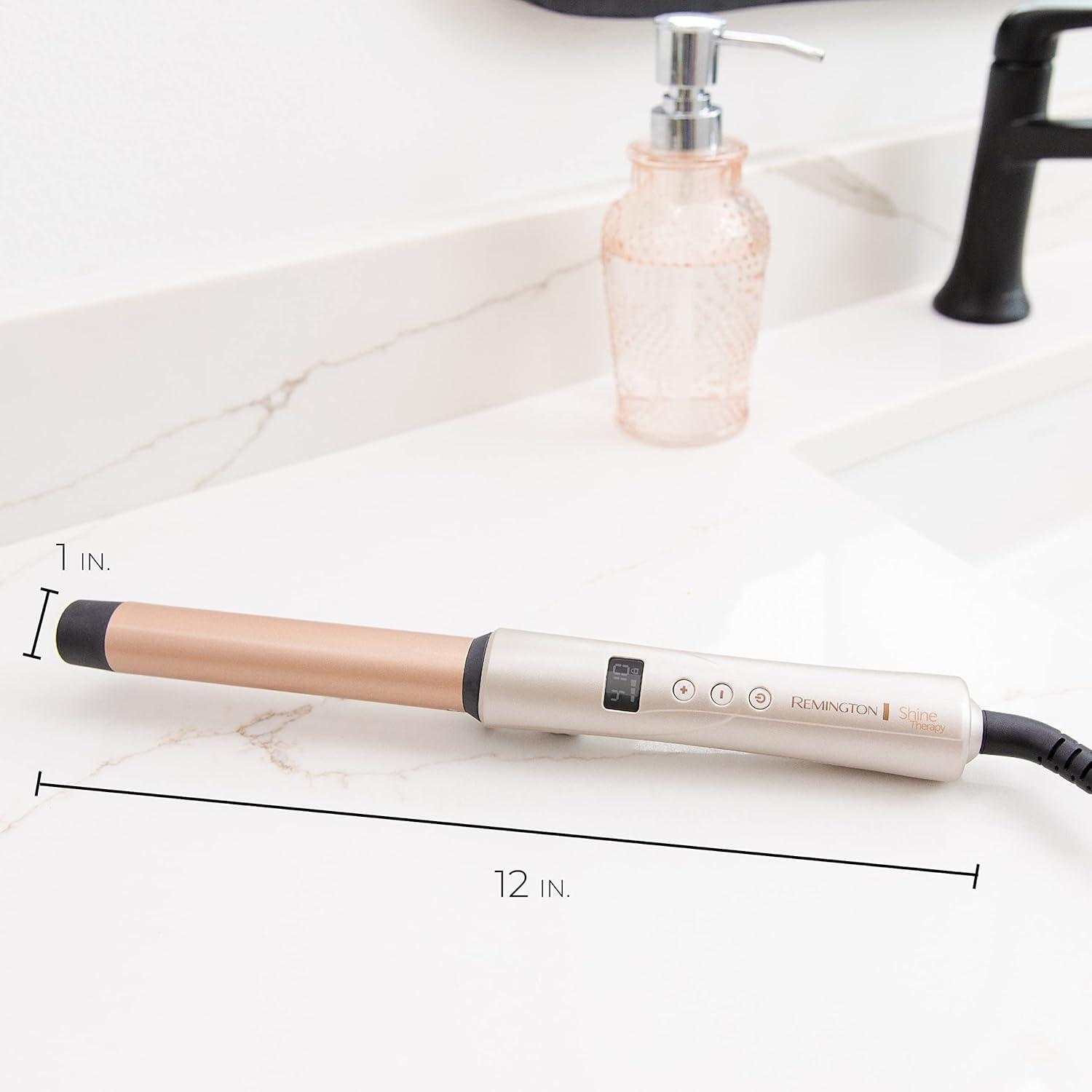 image:imageREMINGTON SHINE THERAPY Curling Wand Infused with Argan Oil amp Keratin 11 Inch Tapered Curling Iron for Tousled Waves includes Heat GloveChampagne