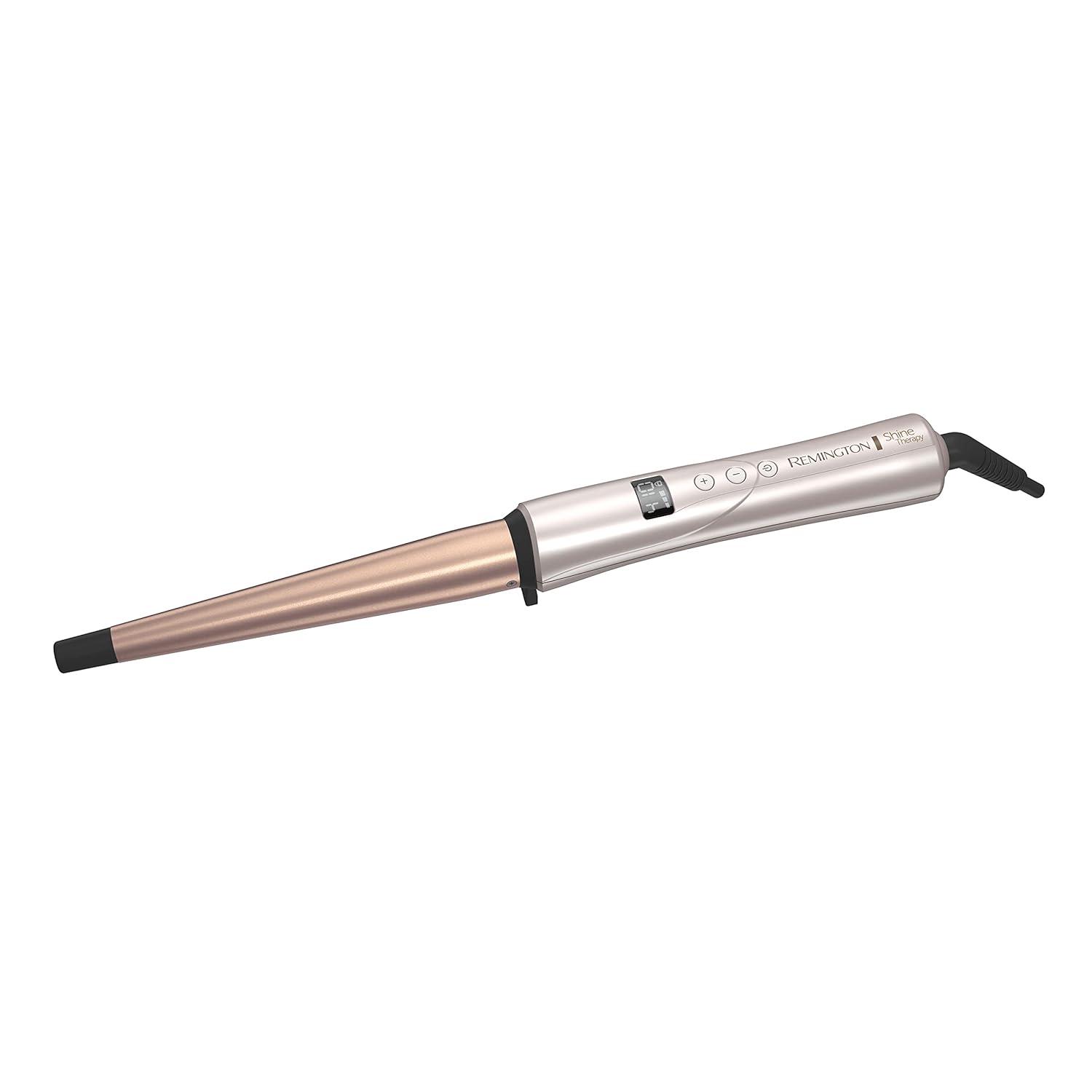 image:imageREMINGTON SHINE THERAPY Curling Wand Infused with Argan Oil amp Keratin 11 Inch Tapered Curling Iron for Tousled Waves includes Heat GloveChampagne