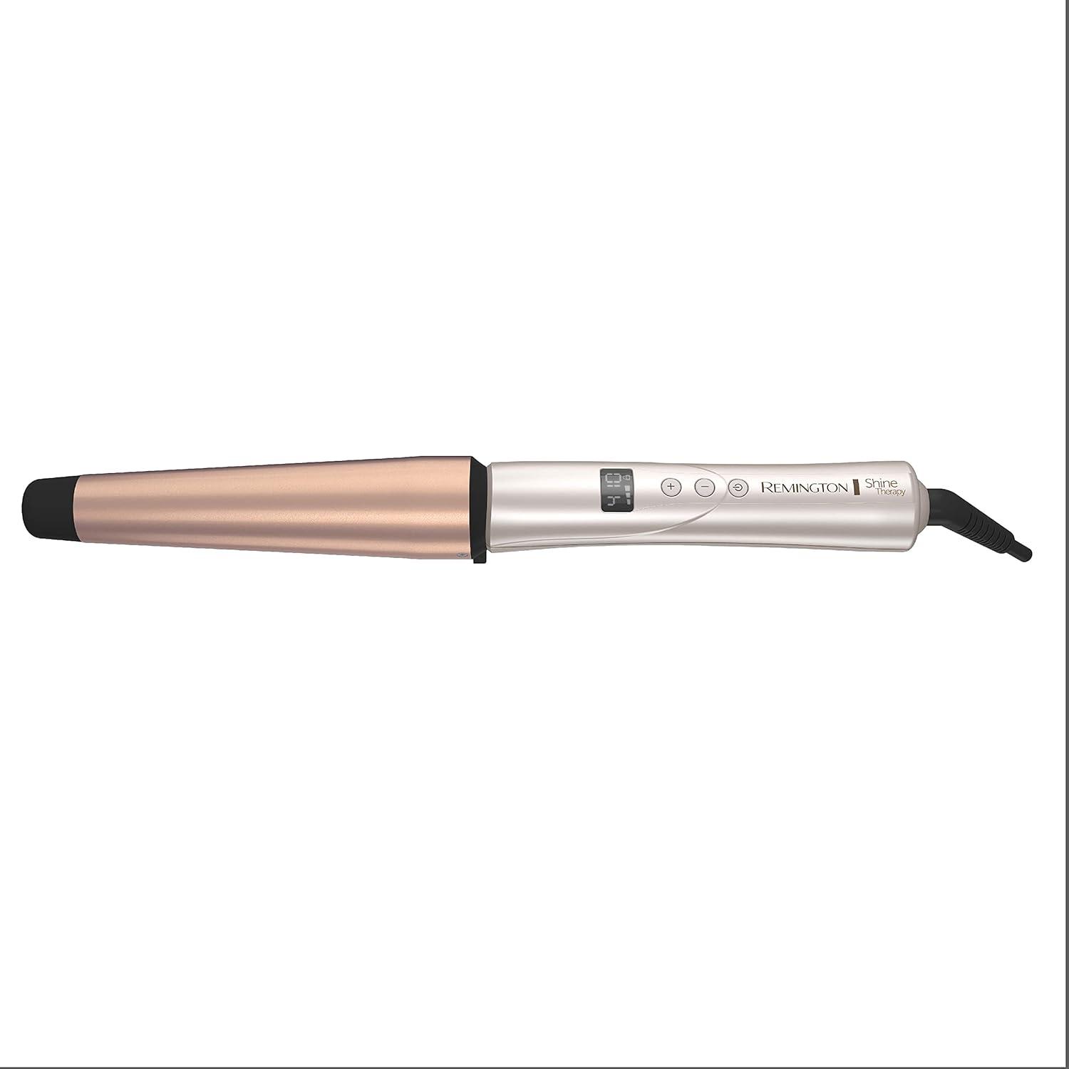 image:imageREMINGTON SHINE THERAPY Curling Wand Infused with Argan Oil amp Keratin 11 Inch Tapered Curling Iron for Tousled Waves includes Heat GloveChampagne