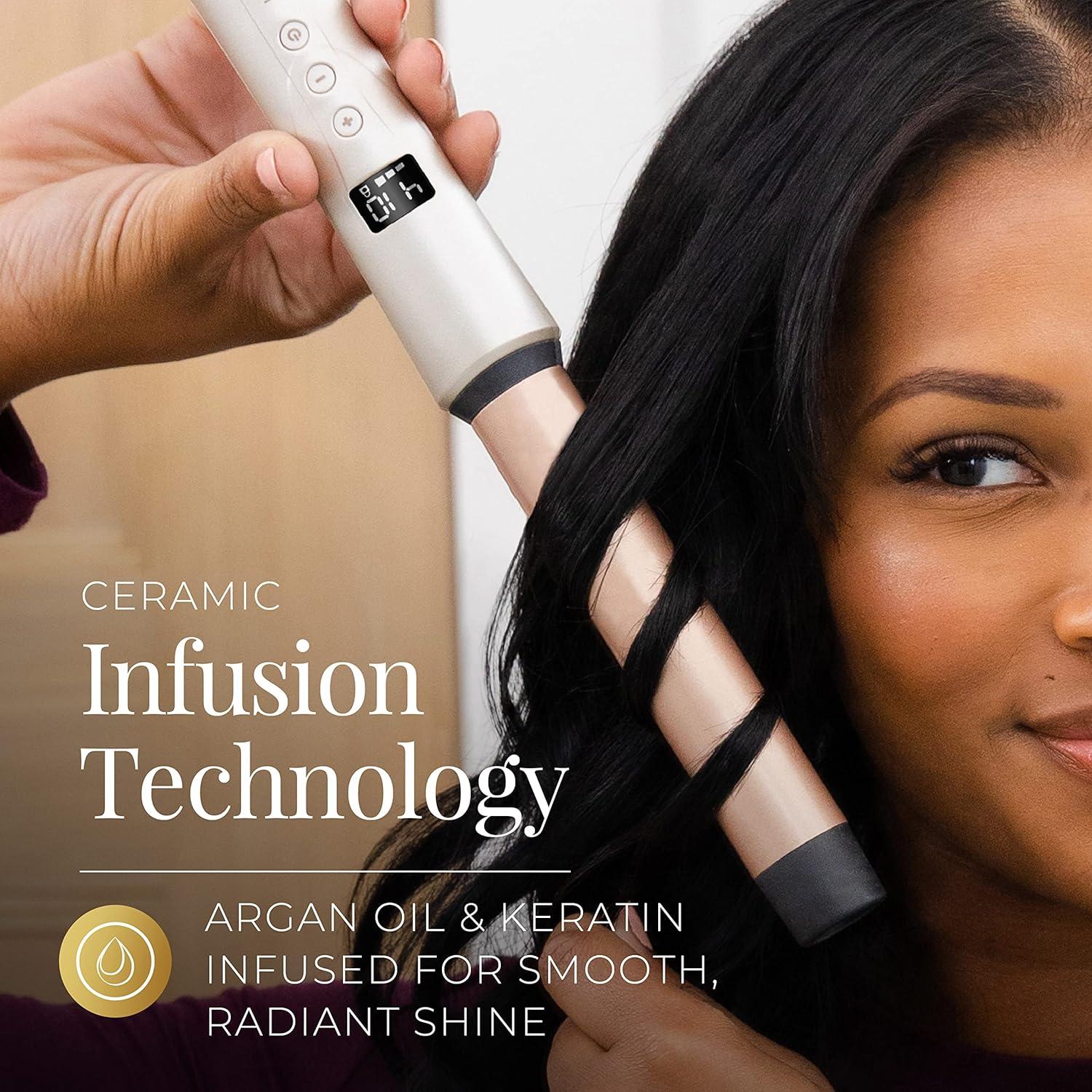 image:imageREMINGTON SHINE THERAPY Curling Wand Infused with Argan Oil amp Keratin 11 Inch Tapered Curling Iron for Tousled Waves includes Heat GloveChampagne