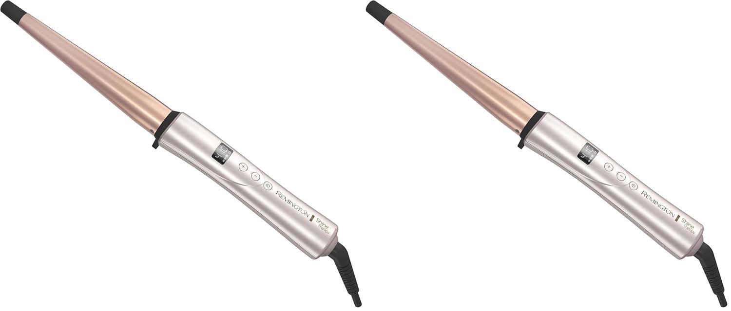 image:imageREMINGTON SHINE THERAPY Curling Wand Infused with Argan Oil amp Keratin 11 Inch Tapered Curling Iron for Tousled Waves includes Heat GloveChampagne