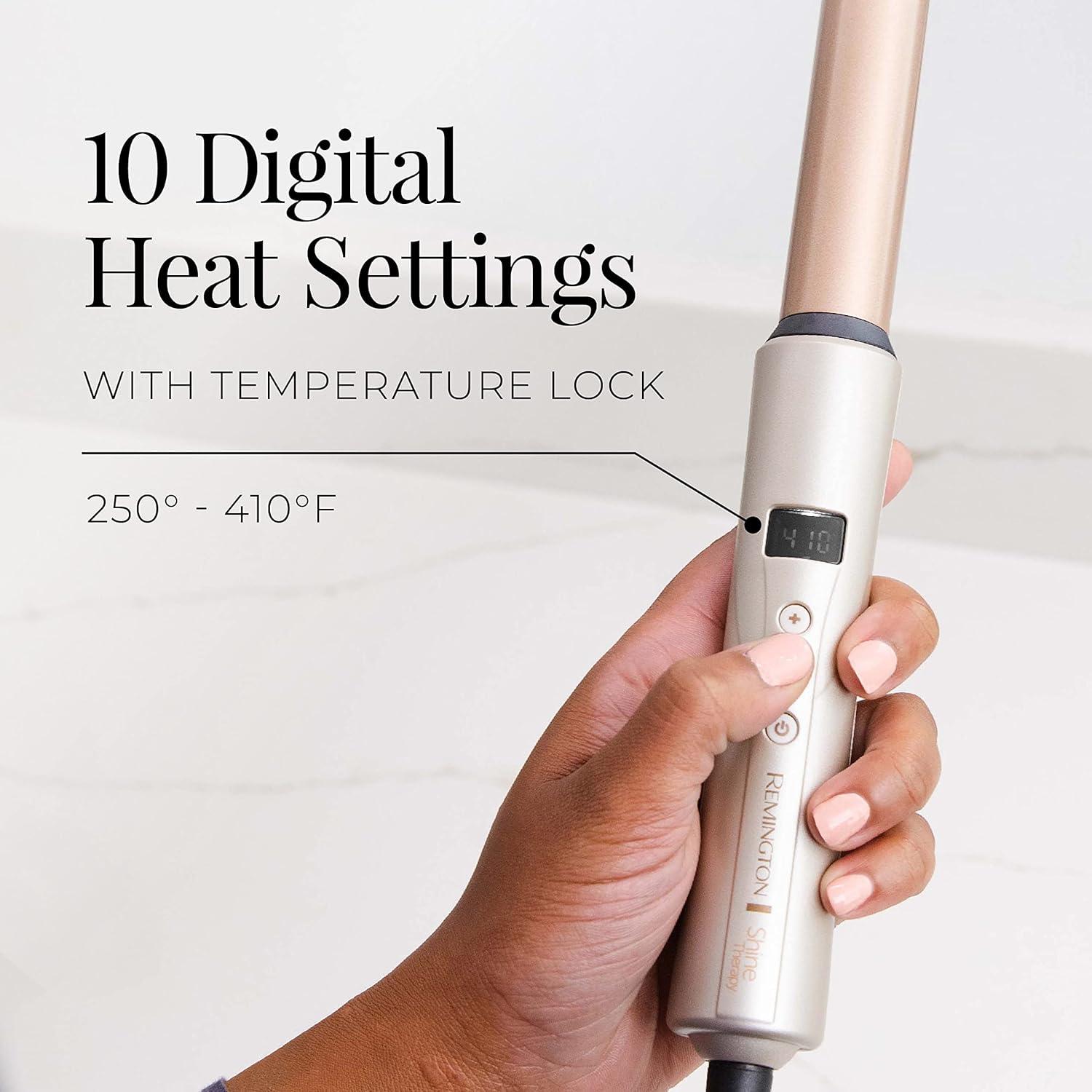 image:imageREMINGTON SHINE THERAPY Curling Wand Infused with Argan Oil amp Keratin 11 Inch Tapered Curling Iron for Tousled Waves includes Heat GloveChampagne