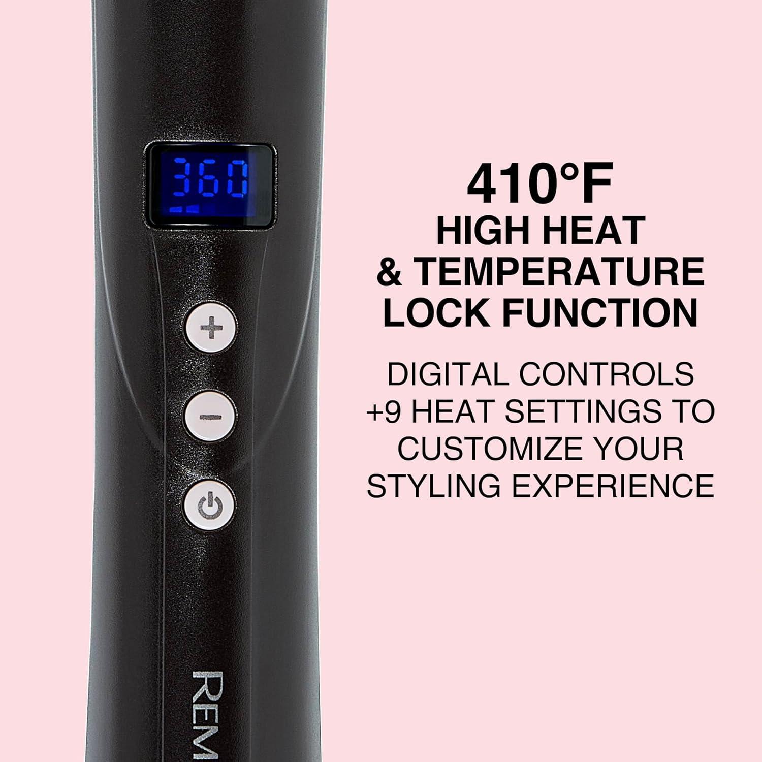 image:imageRemington CI9538 Pro 115 Pearl Ceramic Conical Curling Wand Digital Controls 10 Heat Settings BlackPink