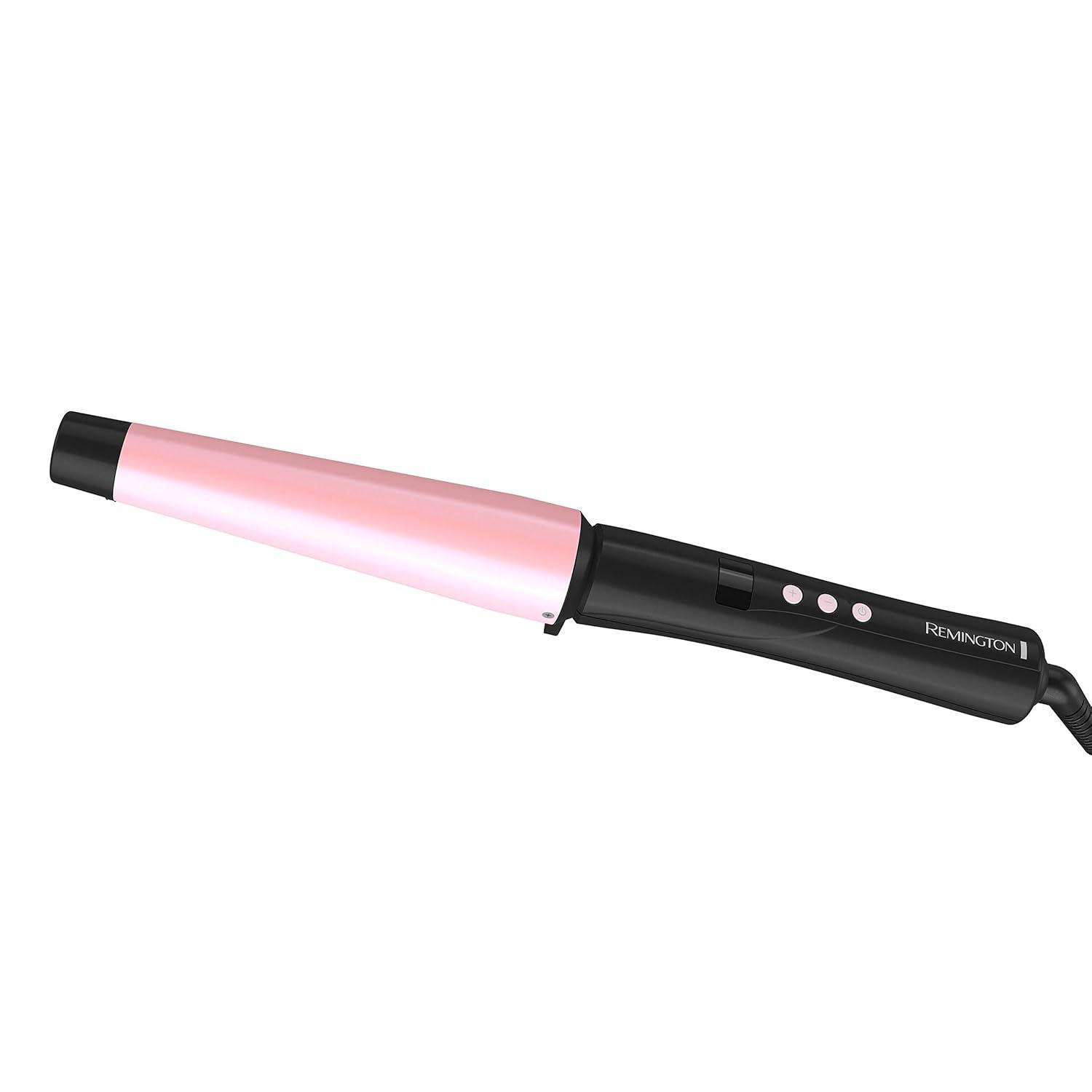 image:imageRemington CI9538 Pro 115 Pearl Ceramic Conical Curling Wand Digital Controls 10 Heat Settings BlackPink