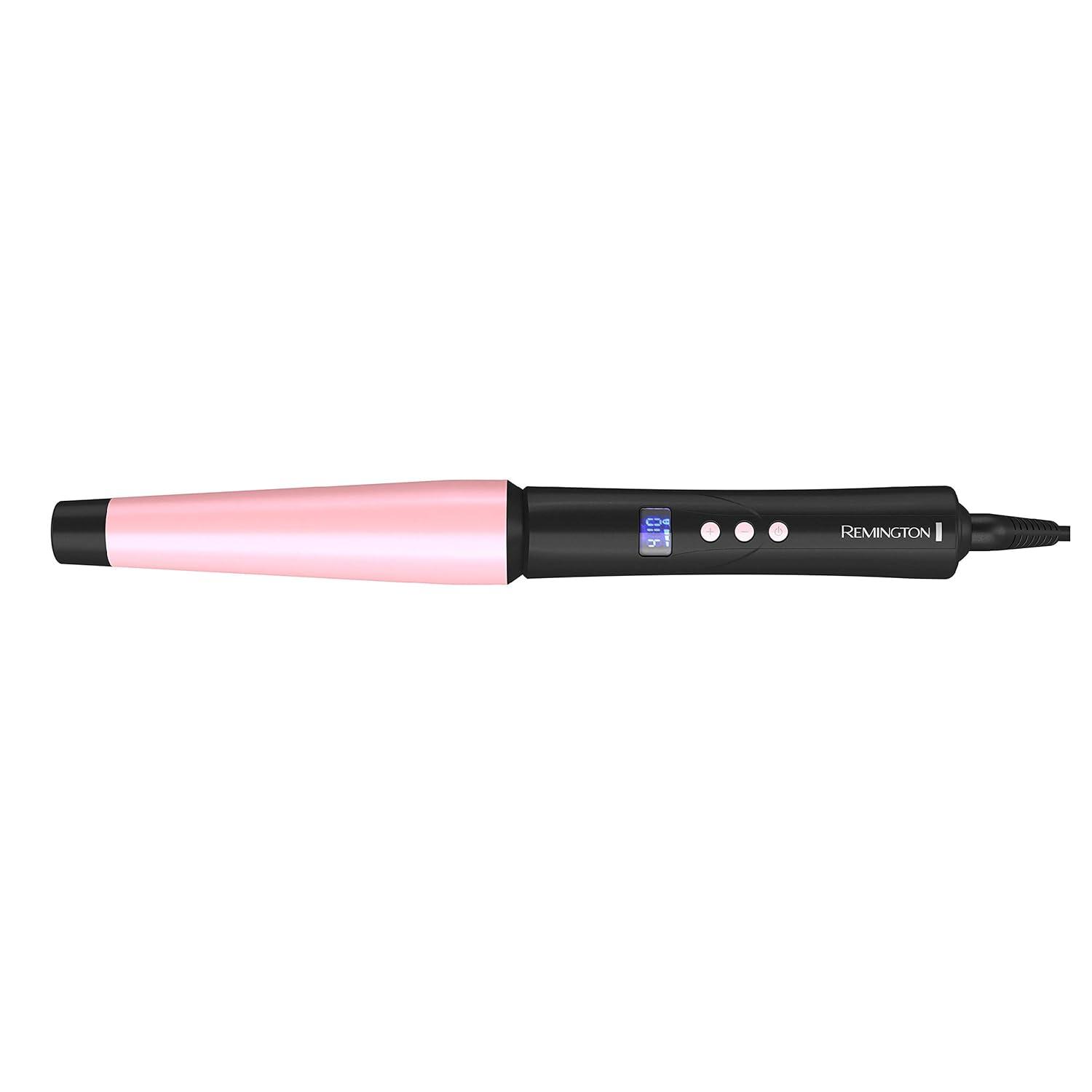 image:imageRemington CI9538 Pro 115 Pearl Ceramic Conical Curling Wand Digital Controls 10 Heat Settings BlackPink