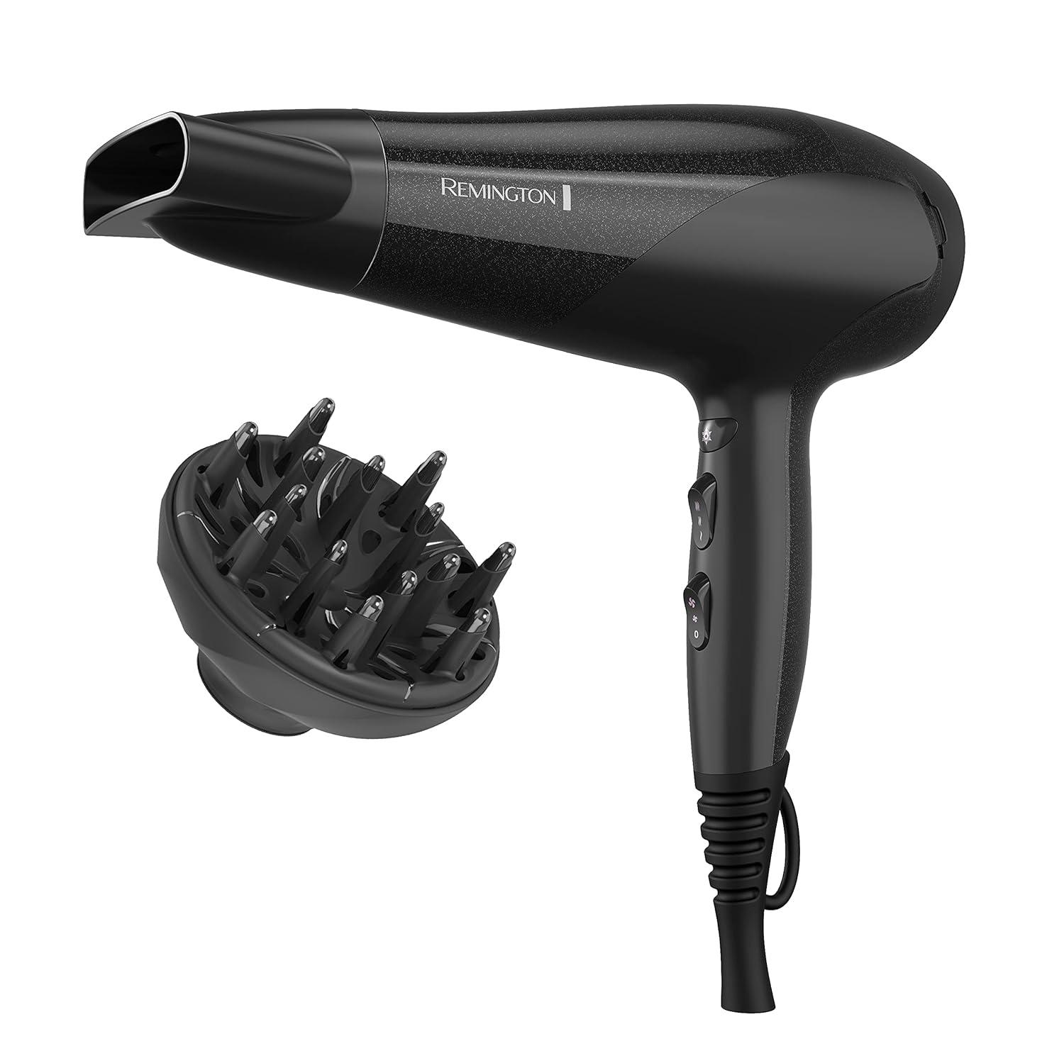 image:imageRemington Damage Protection Hair Dryer with Ceramic Ionic Tourmaline Technology Black Diffuser and Concentrator 3 Piece SetBlack