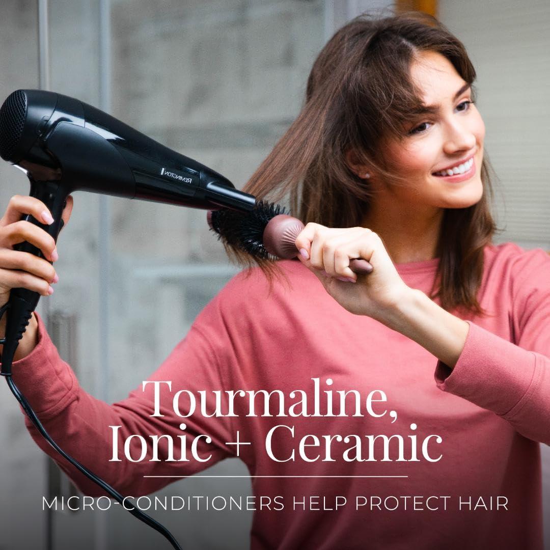image:imageRemington Damage Protection Hair Dryer with Ceramic Ionic Tourmaline Technology Black Diffuser and Concentrator 3 Piece SetBlack