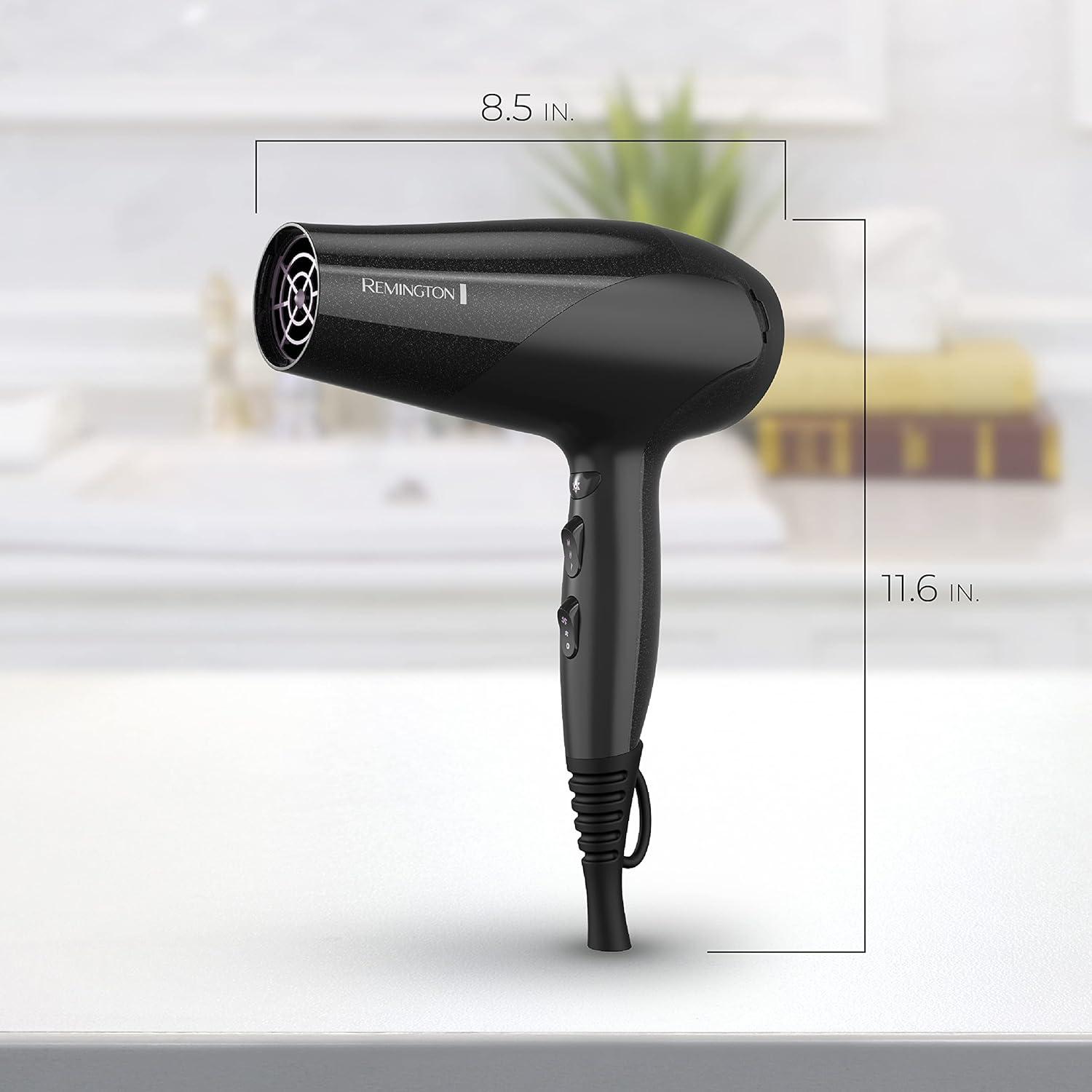 image:imageRemington Damage Protection Hair Dryer with Ceramic Ionic Tourmaline Technology Black Diffuser and Concentrator 3 Piece SetBlack