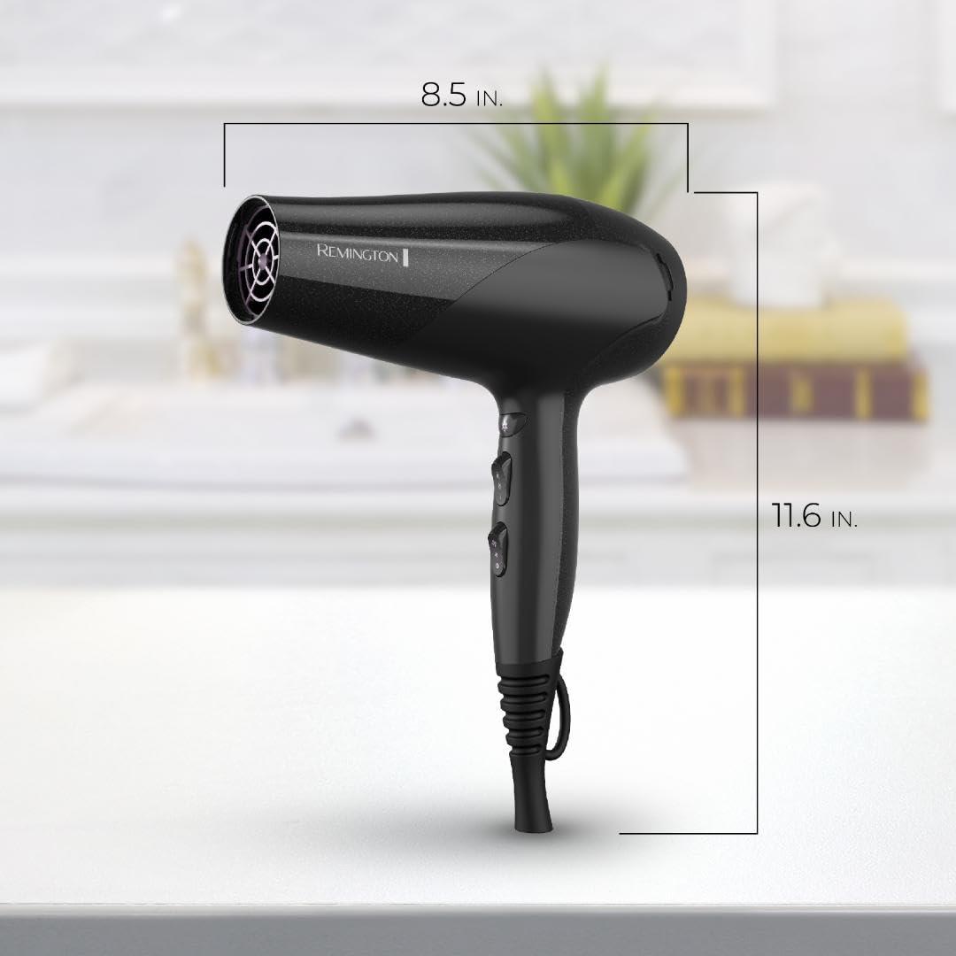 image:imageRemington Damage Protection Hair Dryer with Ceramic Ionic Tourmaline Technology Black Diffuser and Concentrator 3 Piece SetBlack
