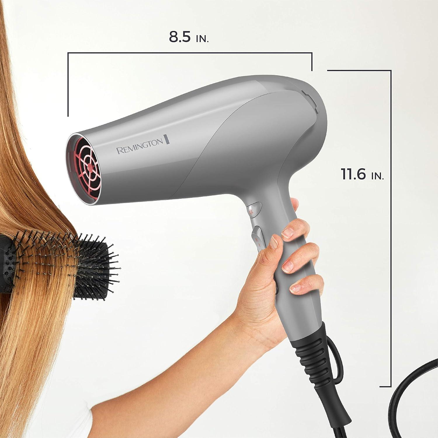 image:imageRemington Damage Protection Hair Dryer with Ceramic Ionic Tourmaline Technology Black Diffuser and Concentrator 3 Piece SetGrey