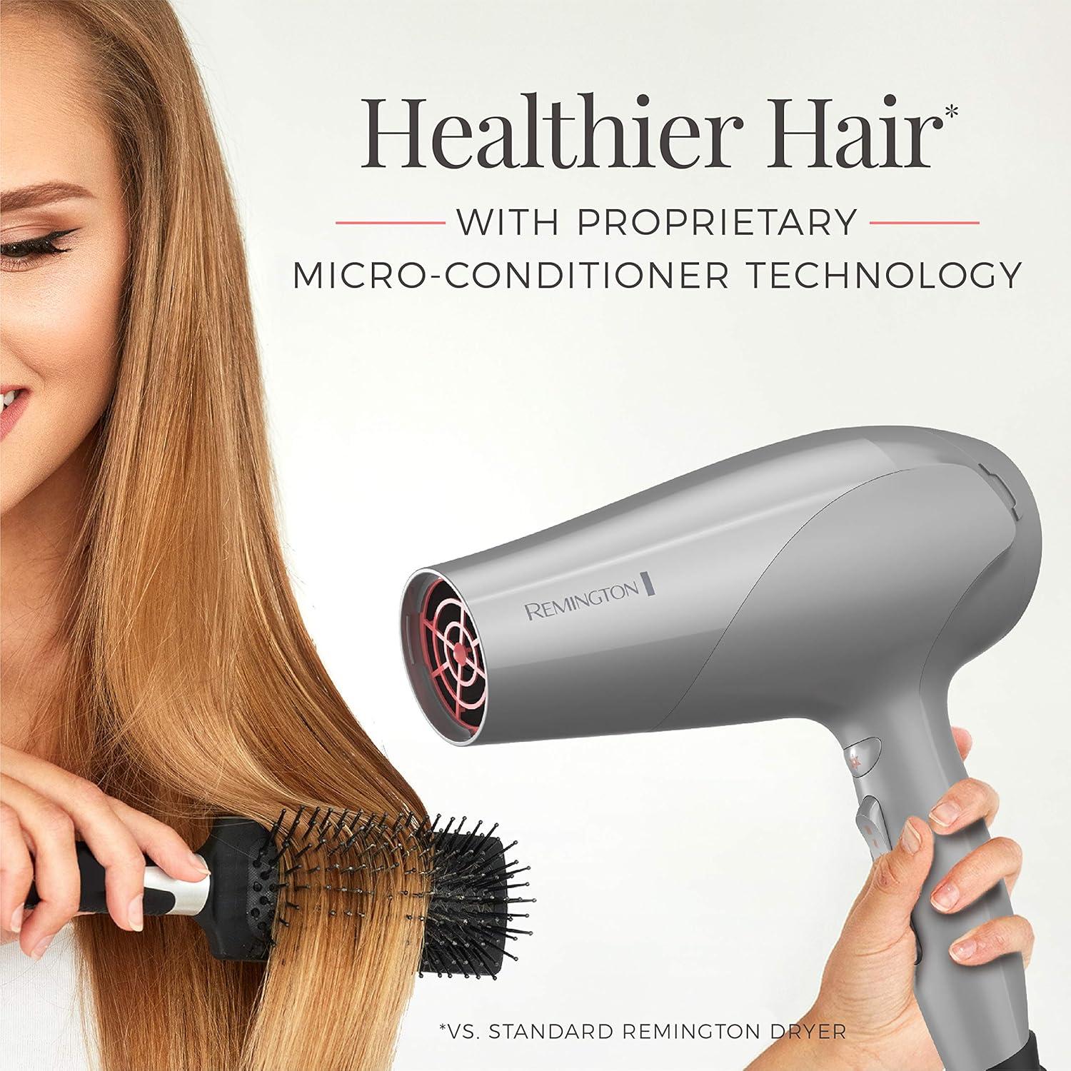 image:imageRemington Damage Protection Hair Dryer with Ceramic Ionic Tourmaline Technology Black Diffuser and Concentrator 3 Piece SetGrey