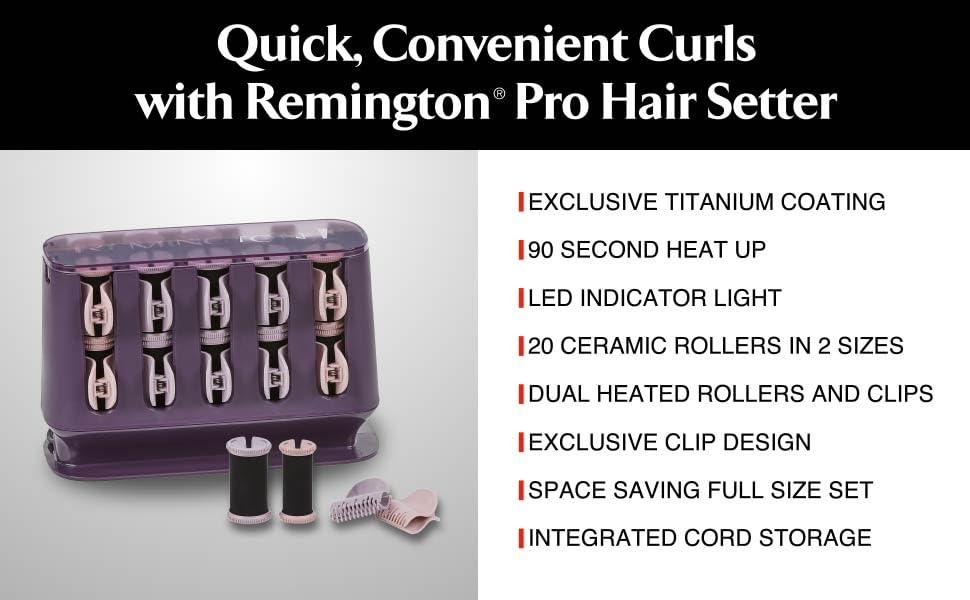 image:imageRemington Pro Hair Setter Hot Rollers Curlers With Thermaluxe Advanced Thermal Technology20 Count Pack of 1