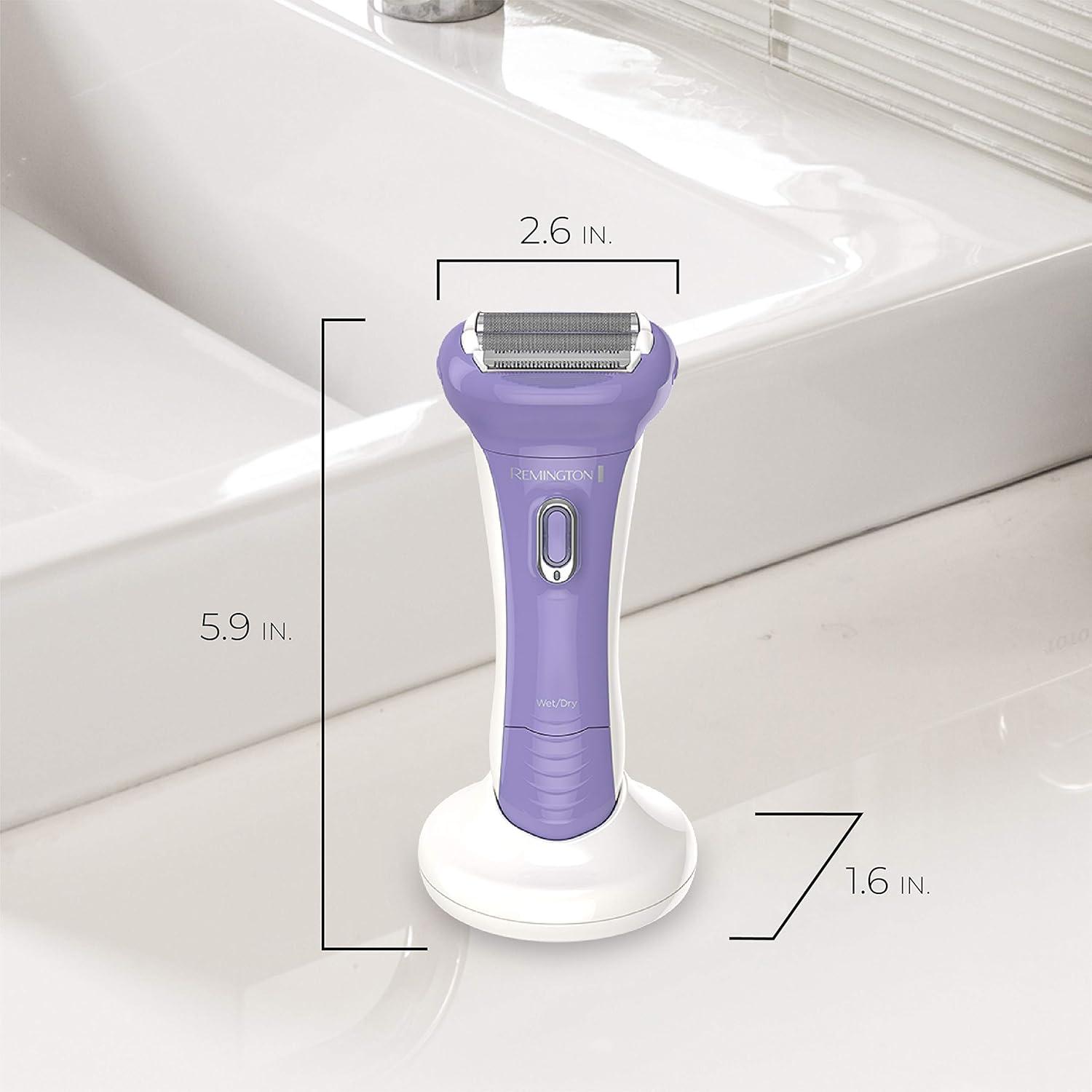 image:imageRemington Smooth amp Silky Electric Shaver for Women 4Blade Smooth Glide Foil Shaver and Bikini Trimmer with Almond Oil Strip Shave Wet or DryPurple