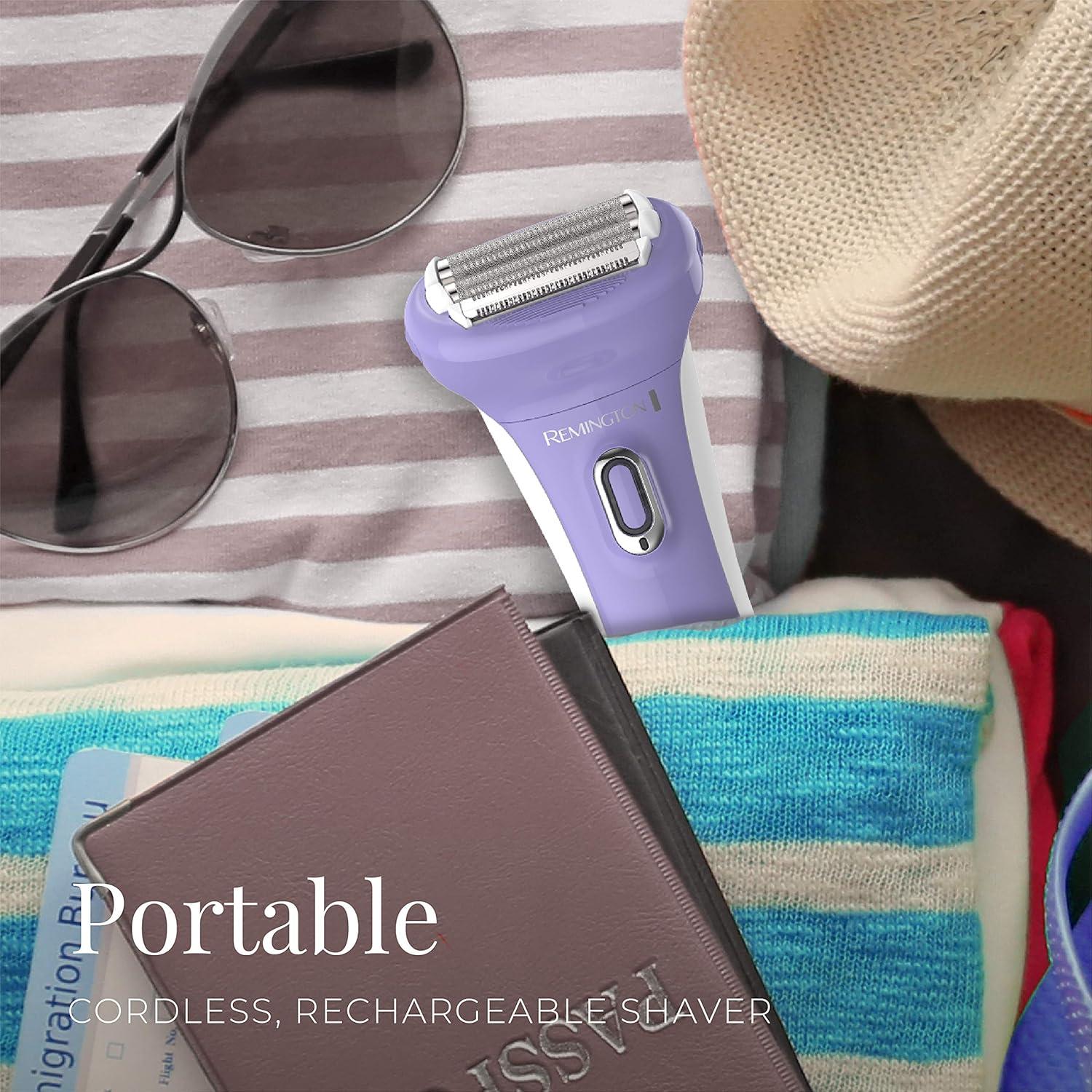 image:imageRemington Smooth amp Silky Electric Shaver for Women 4Blade Smooth Glide Foil Shaver and Bikini Trimmer with Almond Oil Strip Shave Wet or DryPurple