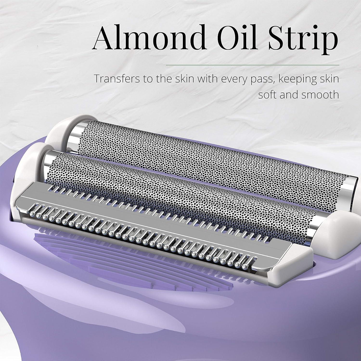 image:imageRemington Smooth amp Silky Electric Shaver for Women 4Blade Smooth Glide Foil Shaver and Bikini Trimmer with Almond Oil Strip Shave Wet or DryPurple