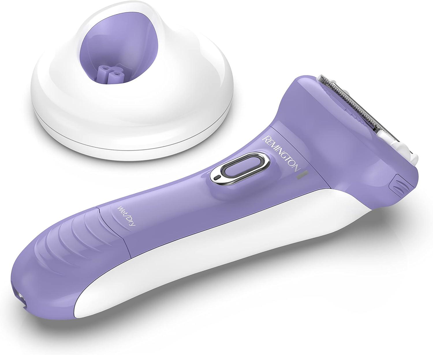 image:imageRemington Smooth amp Silky Electric Shaver for Women 4Blade Smooth Glide Foil Shaver and Bikini Trimmer with Almond Oil Strip Shave Wet or DryPurple