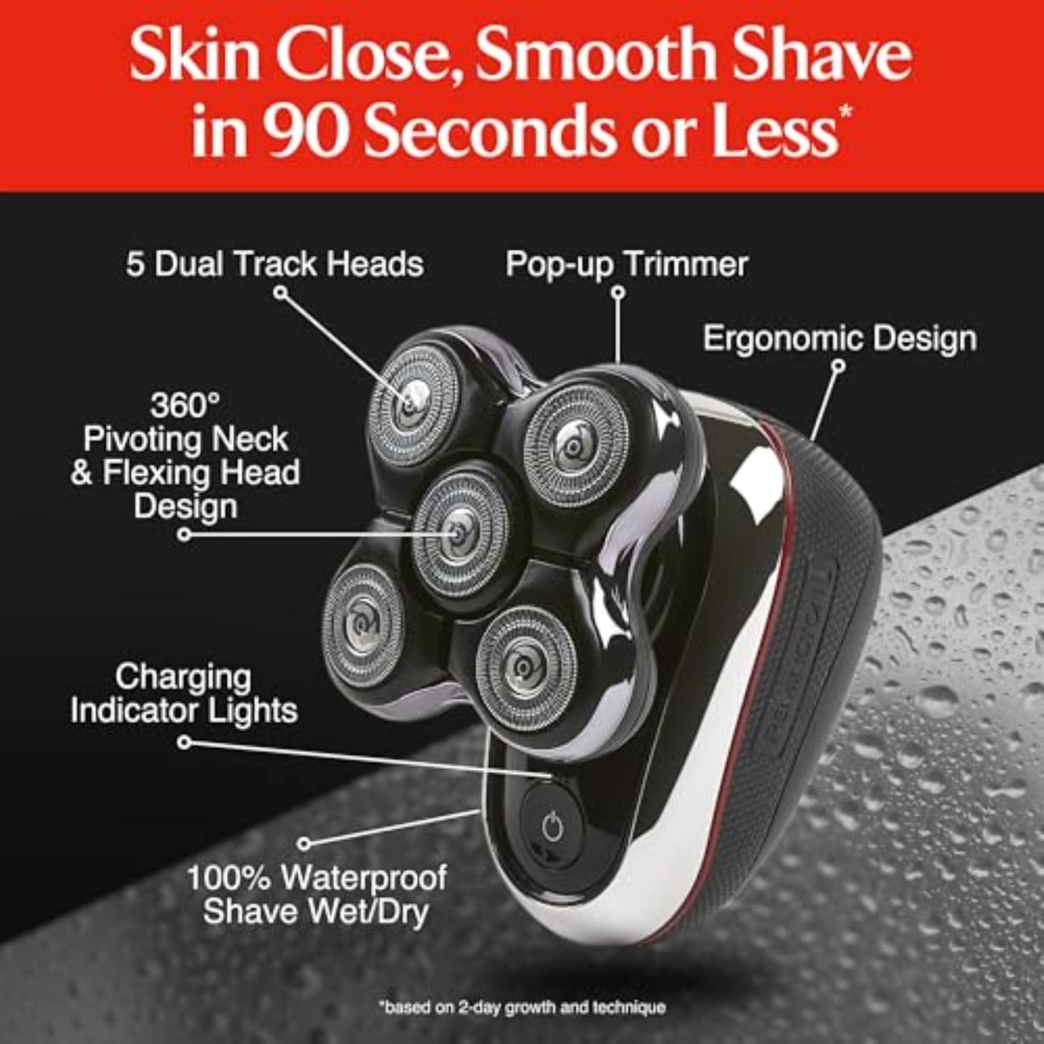 image:imageRemington XR7000 Balder Pro Rotary Shaver Rechargeable Waterproof Electric Razor for Men Cordless Lithium Power 5 Dual Track Flexing Heads and PopUp Trimmer BlackBalder Boss XR7120