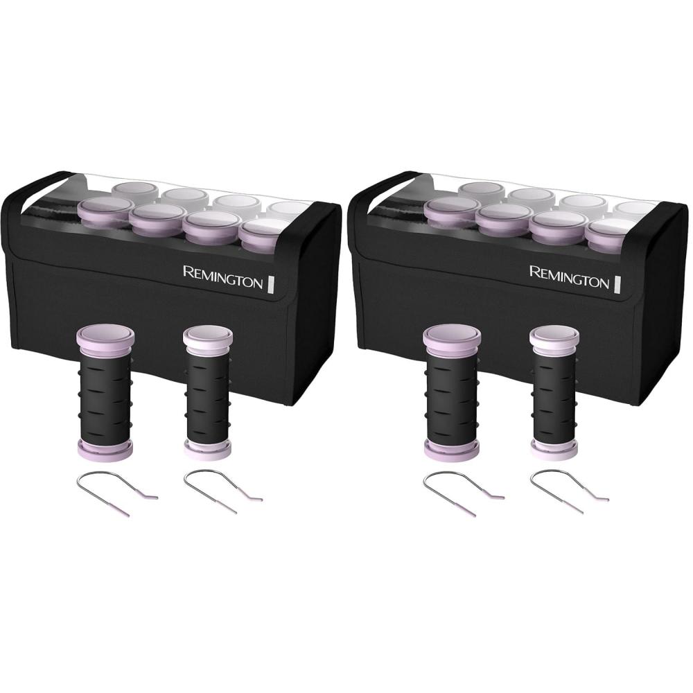 image:imageRemington Compact Ceramic Dual Voltage Hot Rollers for Long and Short Hair Hair Setters Hair Curlers 11  PurpleBlack 10 Piece Set1 Count Pack of 2