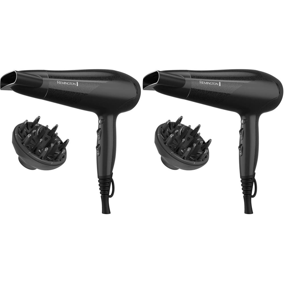 image:imageRemington Damage Protection Hair Dryer with Ceramic Ionic Tourmaline Technology Black Diffuser and Concentrator 3 Piece SetBlack