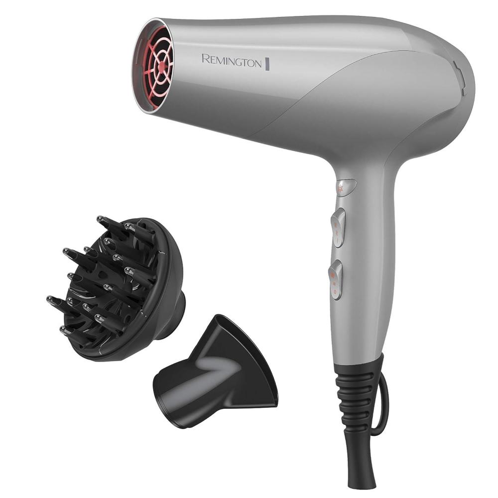 image:imageRemington Damage Protection Hair Dryer with Ceramic Ionic Tourmaline Technology Black Diffuser and Concentrator 3 Piece SetGrey
