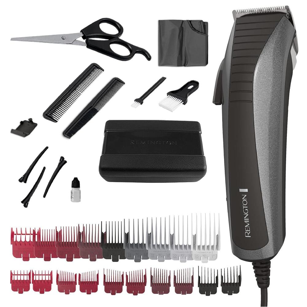 image:imageRemington Easy Fade Haircut Kit Hair Clippers for Men Tapered and Standard Fixed Combs Travel Case Included BlackBlack