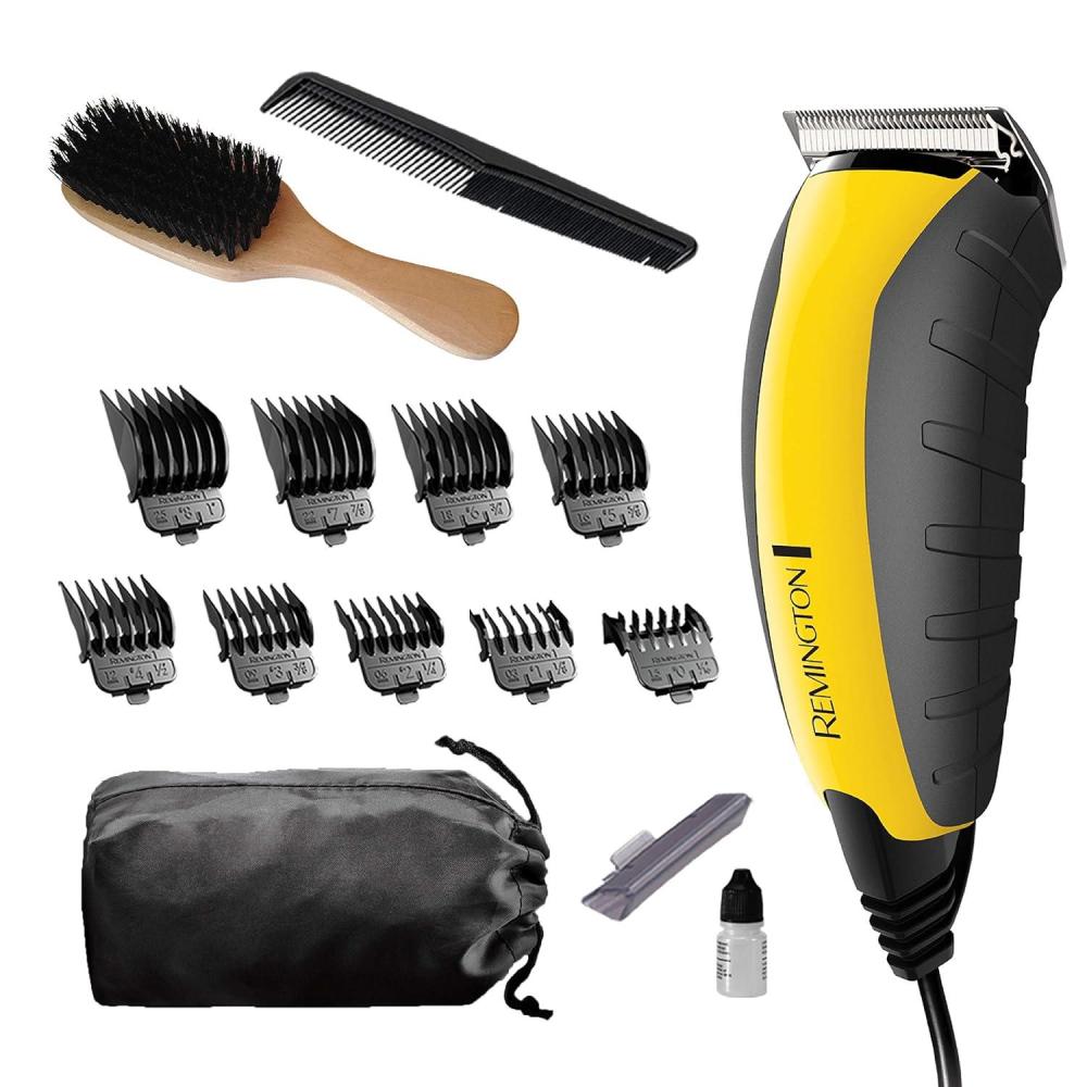 image:imageRemington HC5855 Virtually Indestructible Haircut Kit amp Beard Trimmer Hair Clippers for Men 15 pieces Yellow
