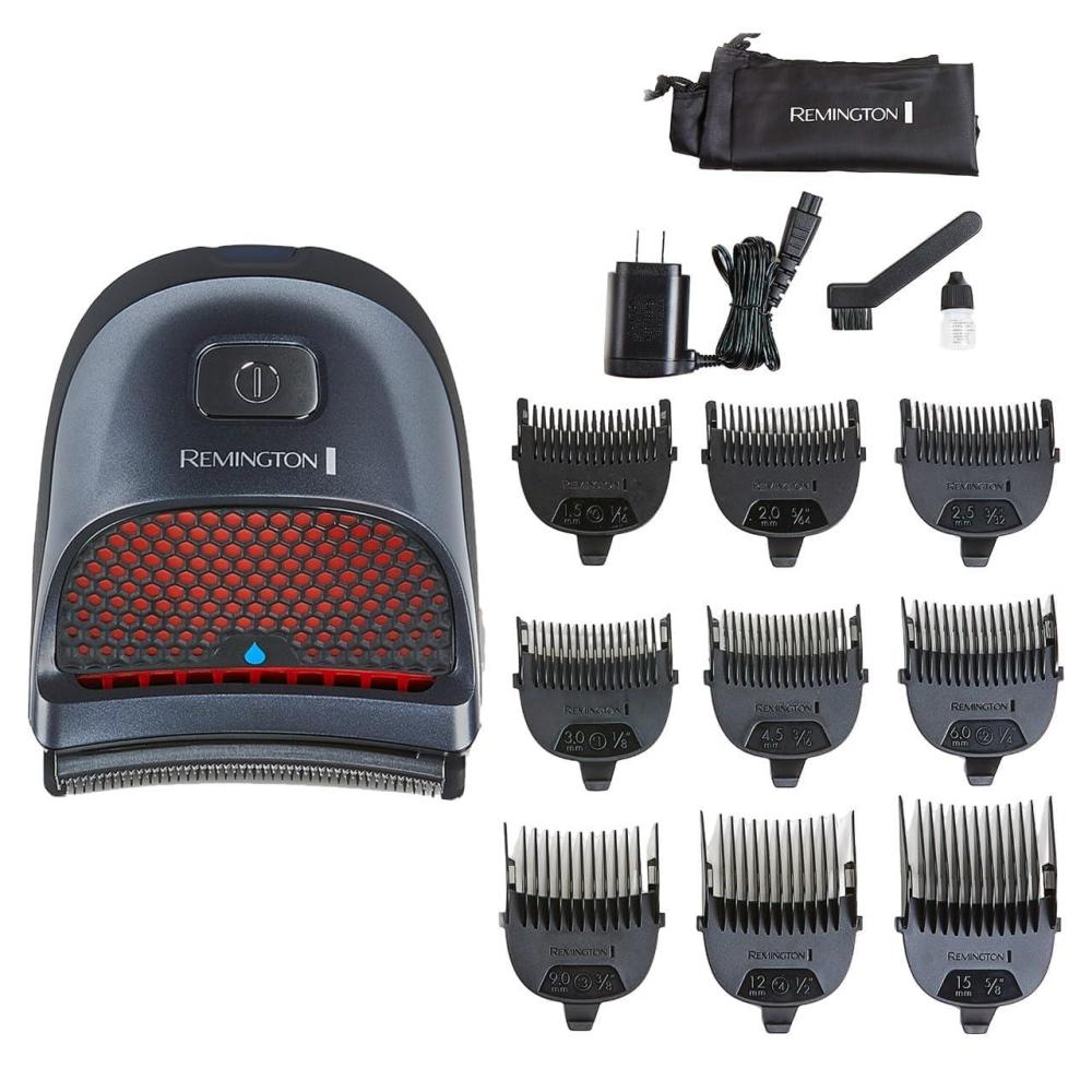 image:imageRemington Shortcut Pro SelfHaircut Trimmer Kit Waterproof Cordless Electric Razor for Head Beard and Body Curved Blades and 9 Trimmer Lengths Head Shaver 5Minute QuickCharge 14Piece Set