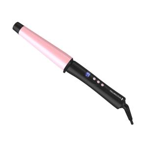 Remington CI9538 Pro 1″-1.5″ Pearl Ceramic Conical Curling Wand, Digital Controls + 10 Heat Settings, Black/Pink