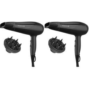 Remington Damage Protection Hair Dryer with Ceramic Ionic Tourmaline Technology, Black, Diffuser and Concentrator, 3 Piece Set(Black)