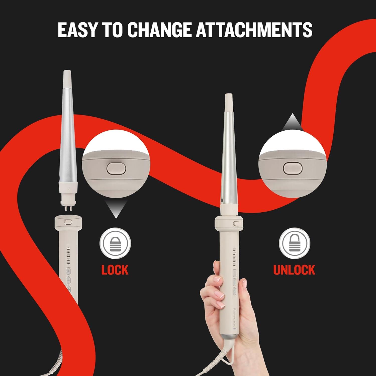image:imageRemington Trendology 5in1 MultiStyler Curling Wand Set with Ceramic Round Brush and 4 Interchangeable Ceramic Curling Wands 05125