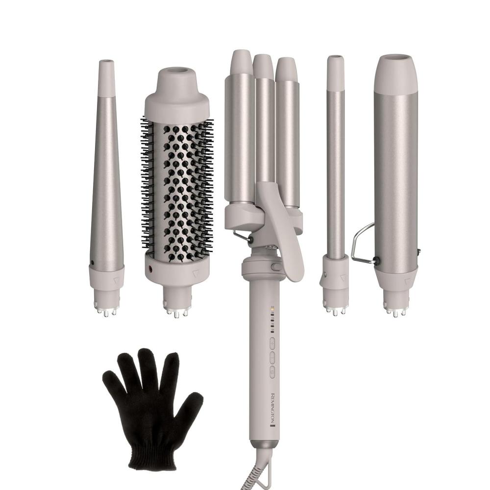 image:imageRemington Trendology 5in1 MultiStyler Curling Wand Set with Ceramic Round Brush and 4 Interchangeable Ceramic Curling Wands 05125