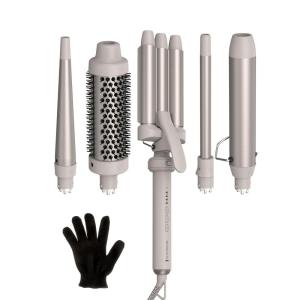 Remington Trendology 5-in-1 Multi-Styler Curling Wand Set with Ceramic Round Brush and 4 Interchangeable Ceramic Curling Wands (0.5“-1.25”)