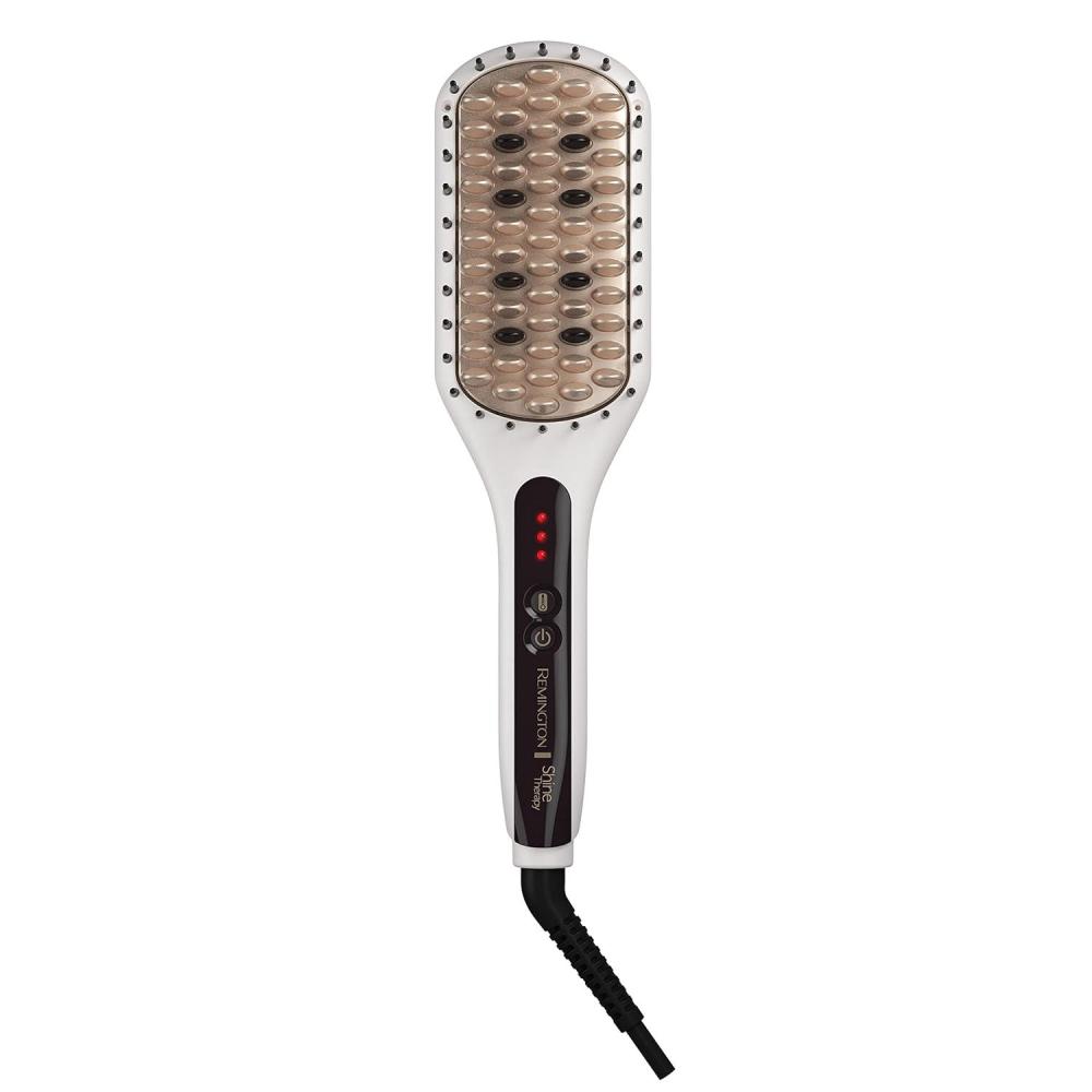 image:imageRemington Shine Therapy Hair Straightener Thermal Brush Ceramic Infusion Technology Argan Oil amp Keratin Infused One Pass Hair Straightener Brush with 7 Precision Heat Settings Cool Tip Bristles1 Count Pack of 1