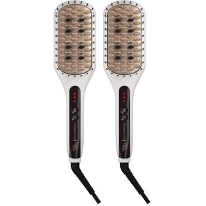 Remington Shine Therapy Hair Straightener Thermal Brush – Ceramic Infusion Technology, Argan Oil & Keratin Infused, One Pass Hair Straightener Brush with 7 Precision Heat Settings, Cool Tip Bristles(1 Count (Pack of 2))